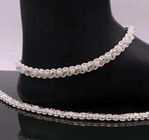 10.5" Handmade Vintage antique design sterling silver anklet, Solid ankle bracelet foot bracelet tribal stylish belly dance jewelry ank3