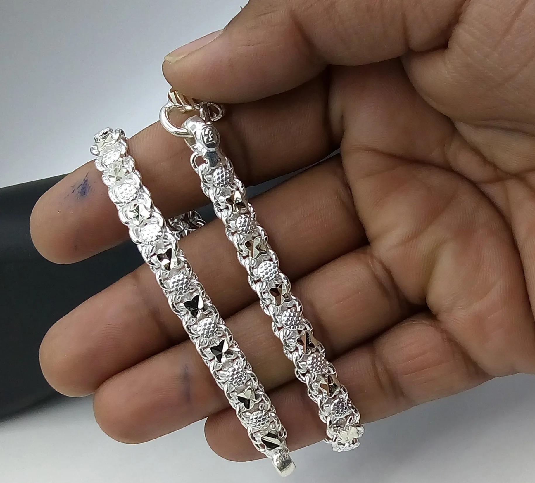 10.5" Handmade Vintage antique design sterling silver anklet, Solid ankle bracelet foot bracelet tribal stylish belly dance jewelry ank3