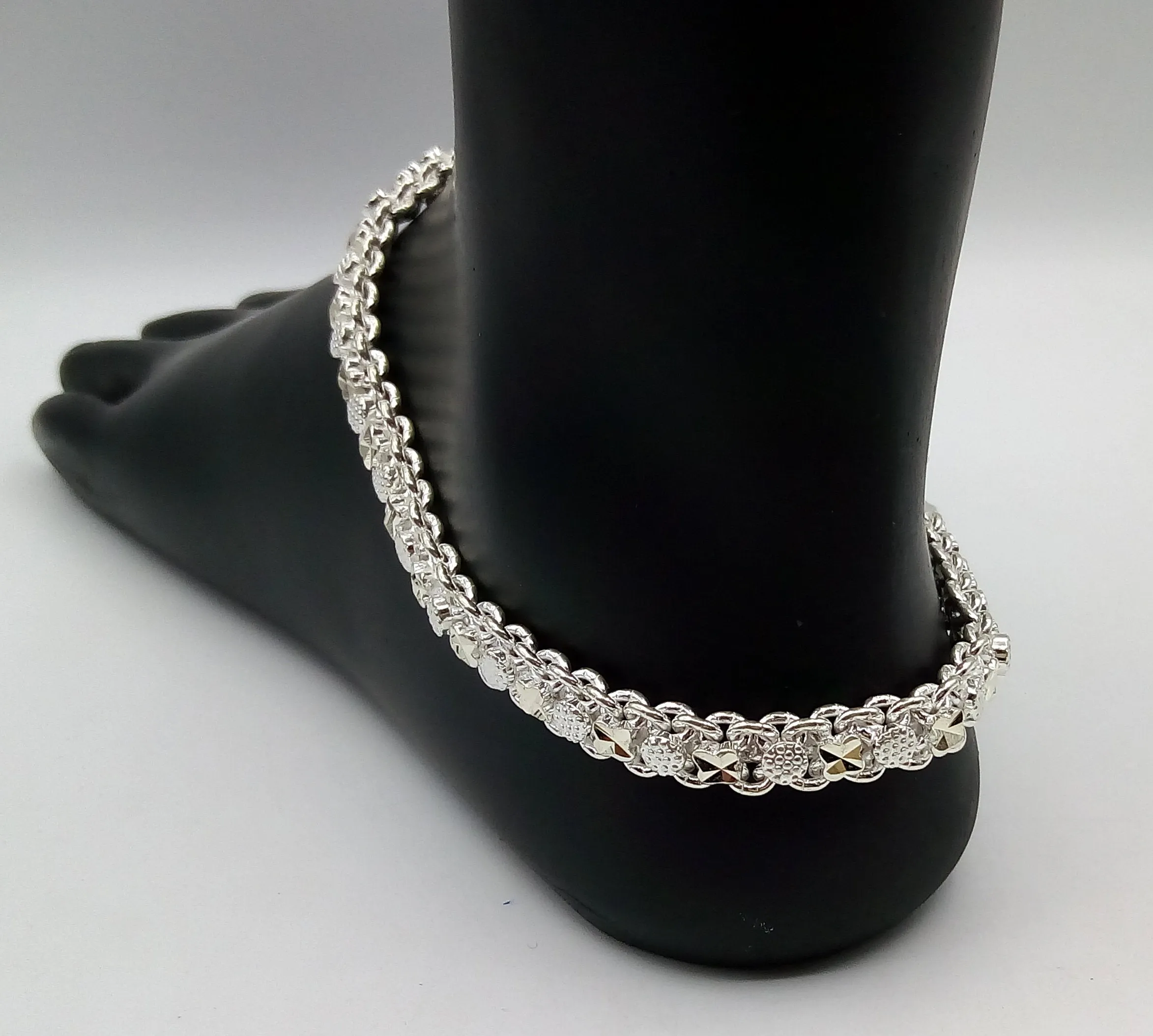 10.5" Handmade Vintage antique design sterling silver anklet, Solid ankle bracelet foot bracelet tribal stylish belly dance jewelry ank3