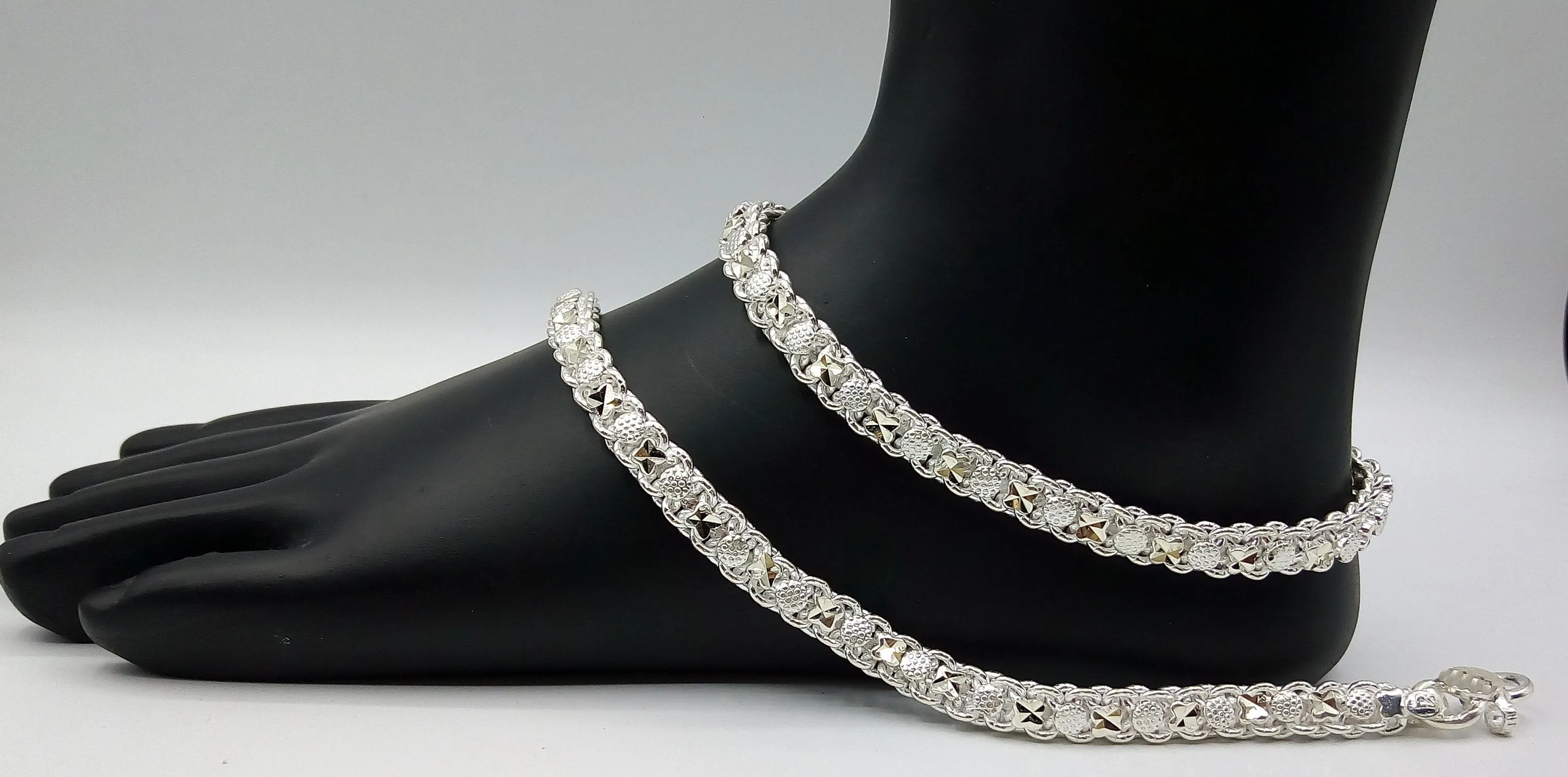 10.5" Handmade Vintage antique design sterling silver anklet, Solid ankle bracelet foot bracelet tribal stylish belly dance jewelry ank3