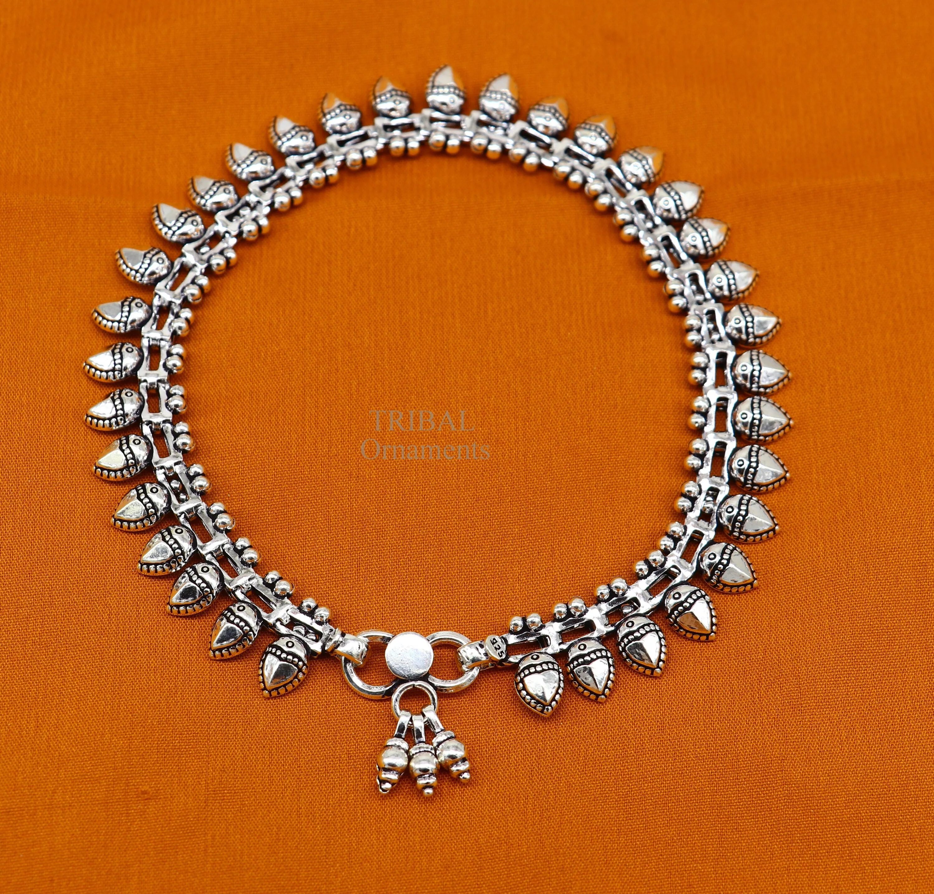10.8" 925 sterling silver anklet feet bracelet gorgeous antique design tribal wedding stylish anklet belly dance jewelry HNank435