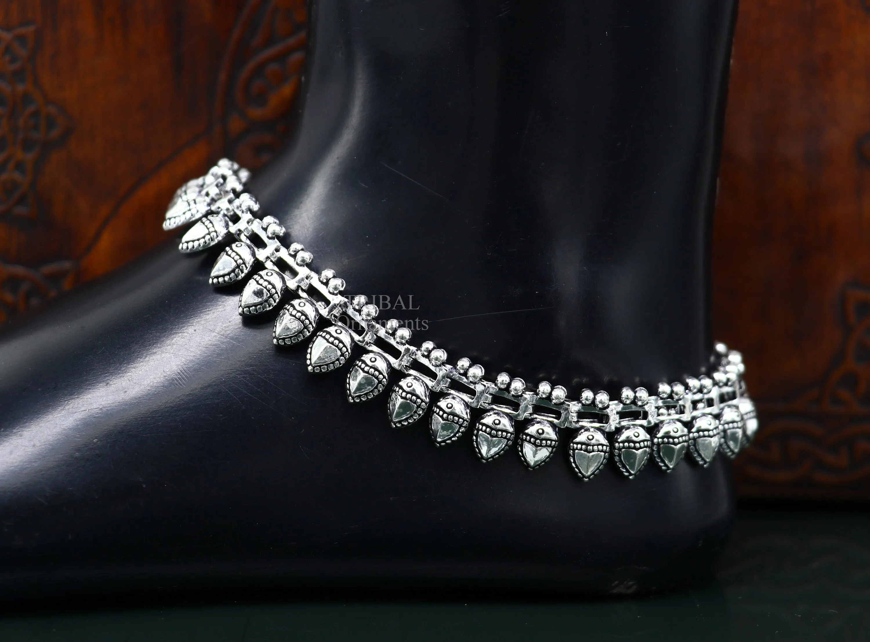 10.8" 925 sterling silver anklet feet bracelet gorgeous antique design tribal wedding stylish anklet belly dance jewelry HNank435