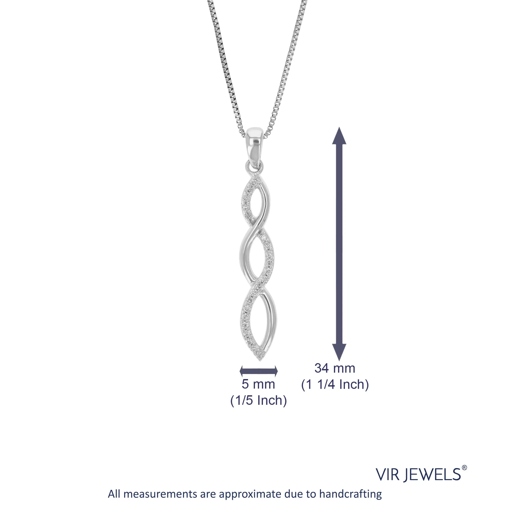 1/10 cttw Lab Grown Diamond Pendant Necklace .925 Sterling Silver 1/5 Inch With 18 Inch Chain