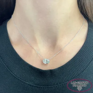 14K GOLD 2.00 CT LAB GROWN DIAMOND OVAL NECKLACE