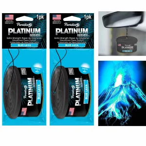 2 Pc Paradise Platinum Air Freshener Hanging Car Aroma Fragrance Scent Blue Lava