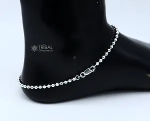 3mm 10.5 925 sterling silver beaded/ball chain anklet bracelet amazing light weight delicate anklets belly dance silver jewelry ank600