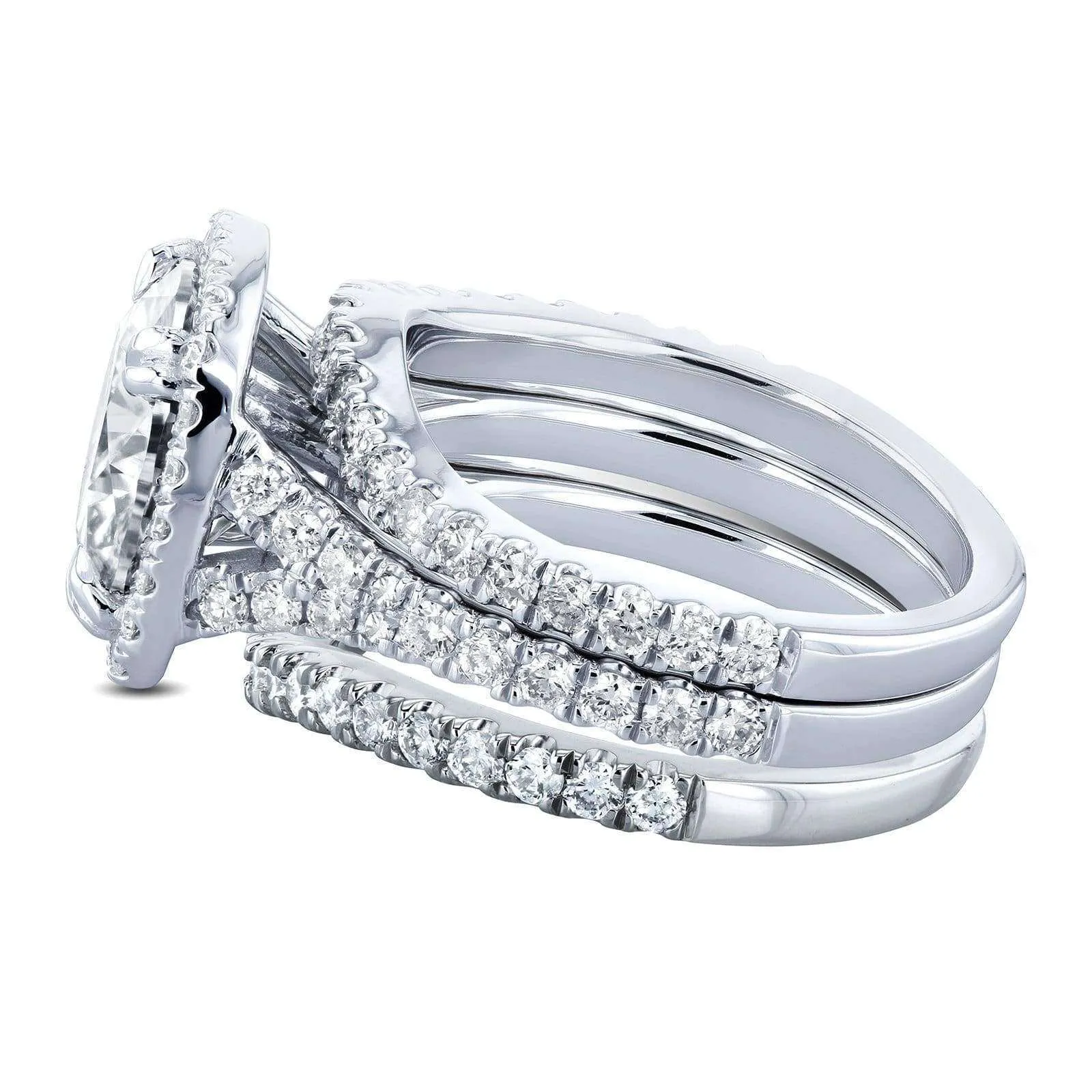 4ct.tw Halo Stacked Bridal Set - Platinum