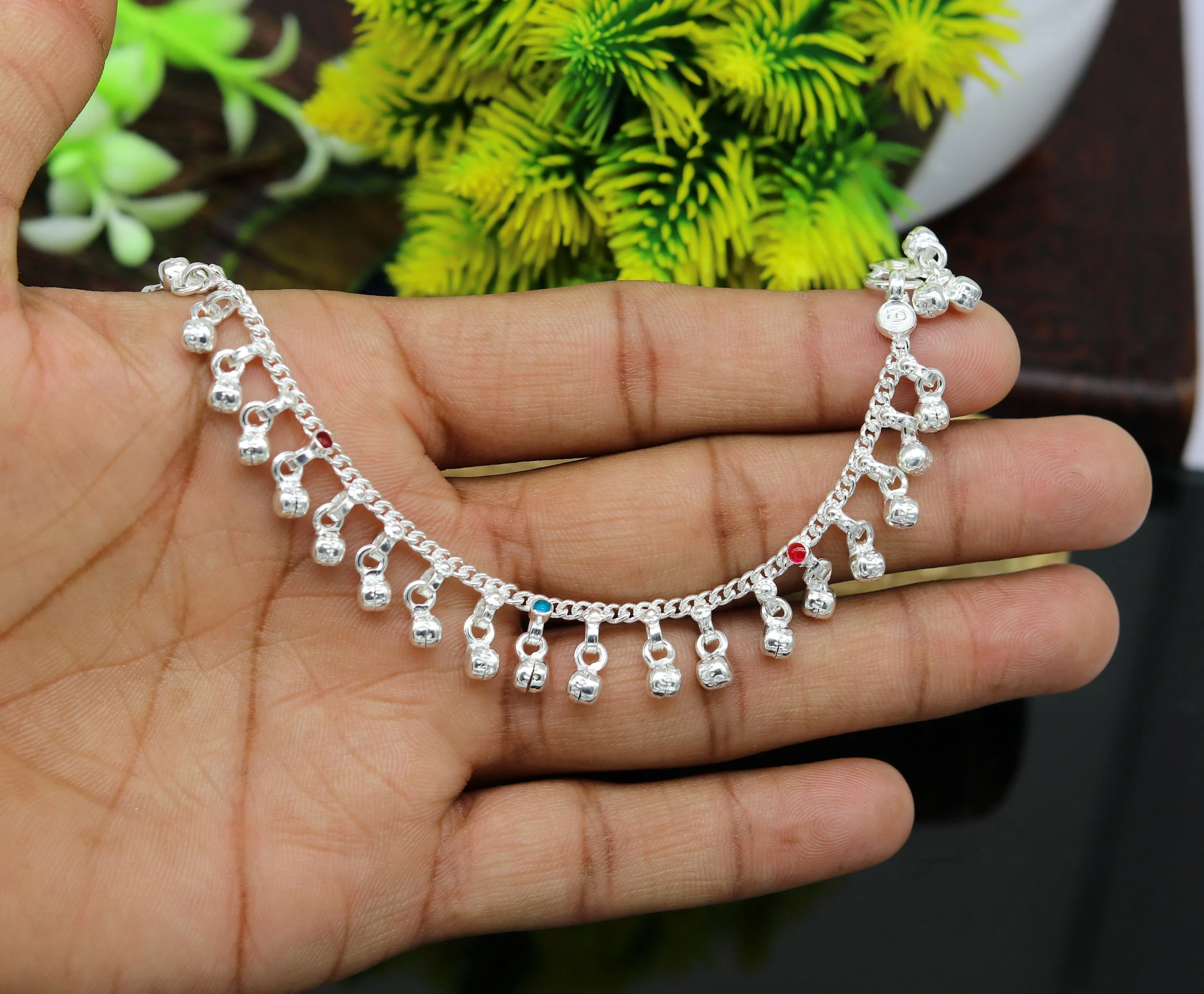 5.8" long trendy stylish baby anklets bracelet, single chain jingling belly ankle bracelet, personalized gifting kids jewelry ank254