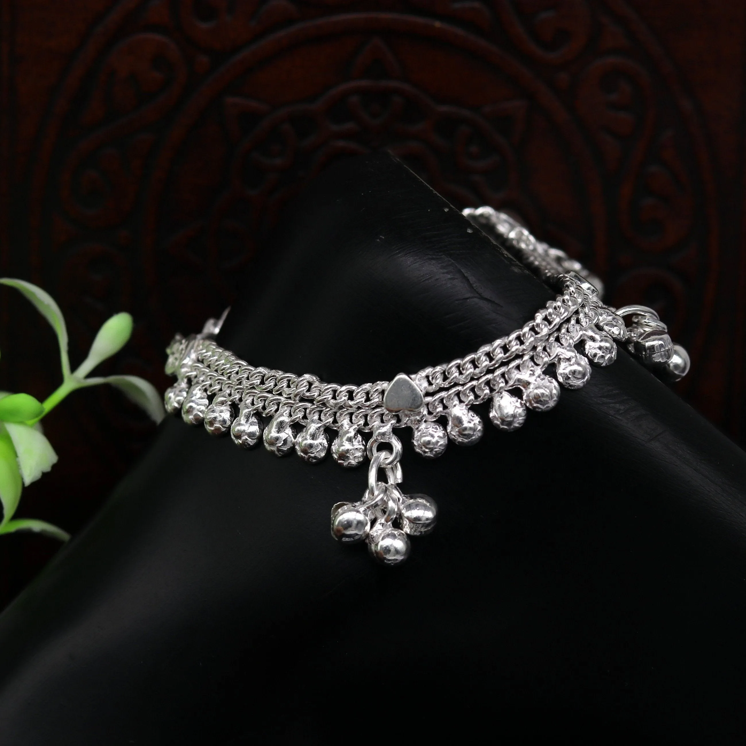 6.5" long Heavy trendy stylish baby anklets bracelet, double chain jingling belly ankle bracelet, personalized gifting kids jewelry ank255