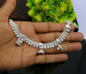 6.5" long Heavy trendy stylish baby anklets bracelet, double chain jingling belly ankle bracelet, personalized gifting kids jewelry ank255