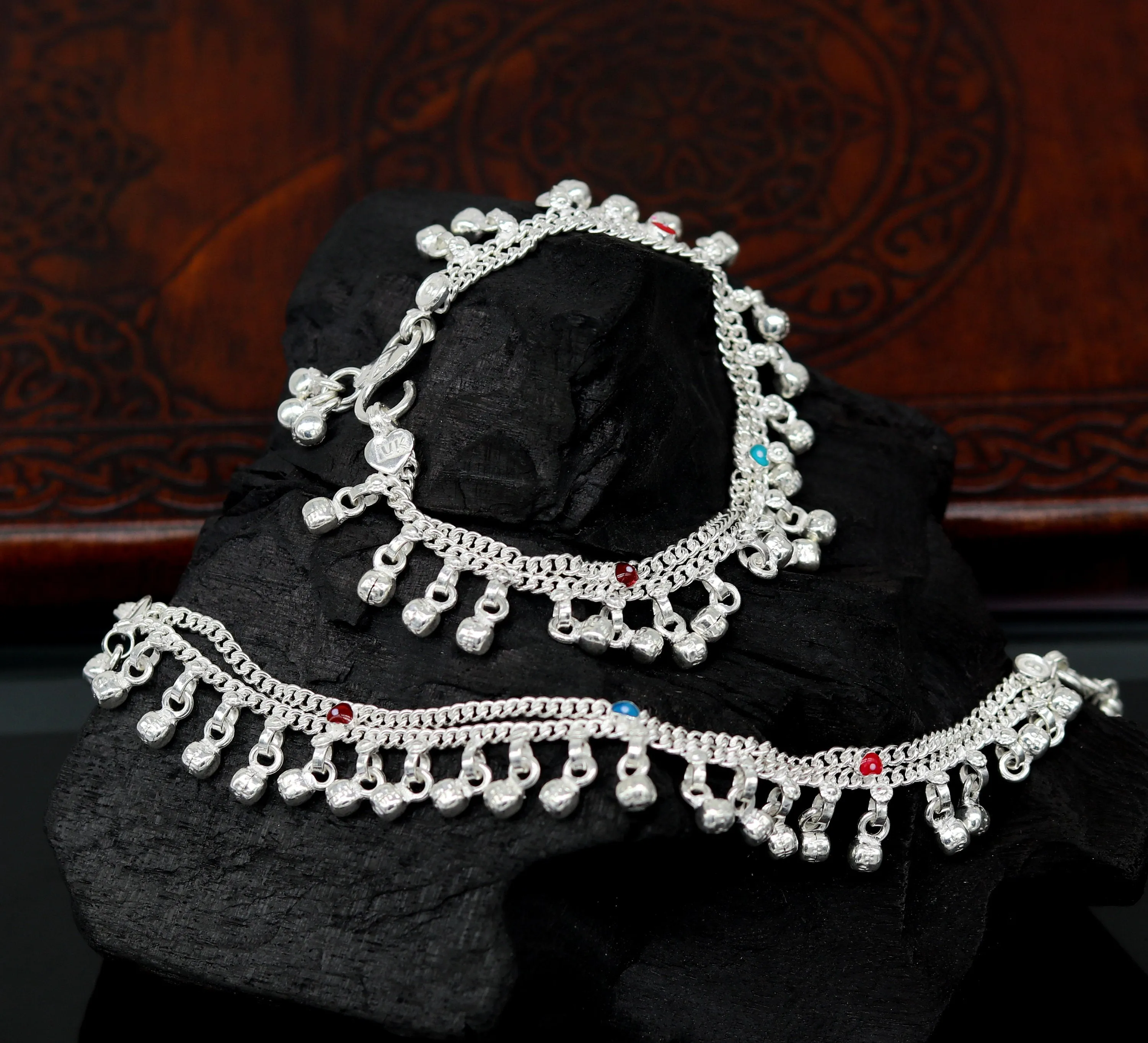 6" exclusive fancy stylish baby anklets bracelet, double chain jingling belly ankle bracelet, unisex gifting kids fashion jewelry ank263