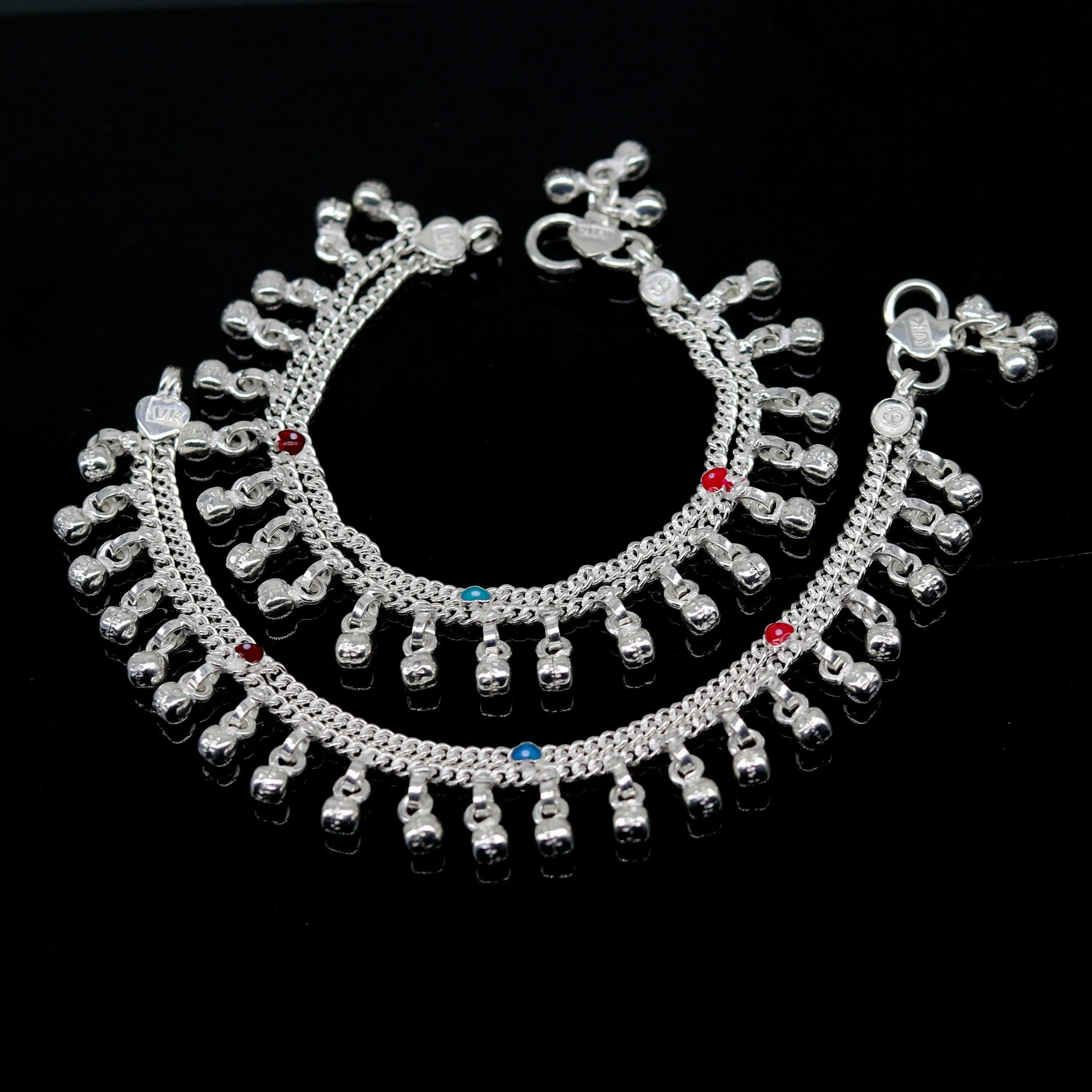 6" exclusive fancy stylish baby anklets bracelet, double chain jingling belly ankle bracelet, unisex gifting kids fashion jewelry ank263