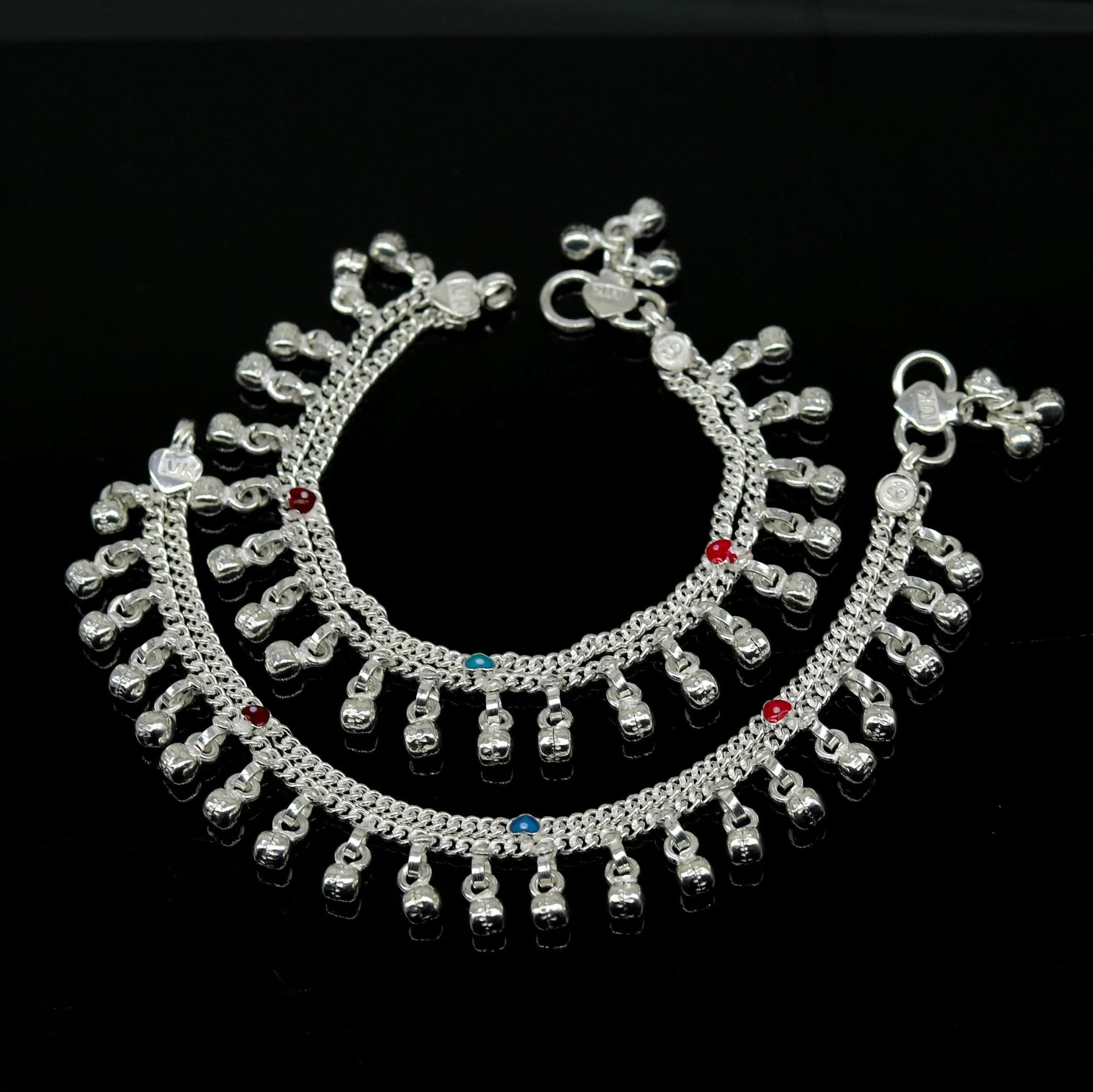 6" exclusive fancy stylish baby anklets bracelet, double chain jingling belly ankle bracelet, unisex gifting kids fashion jewelry ank263