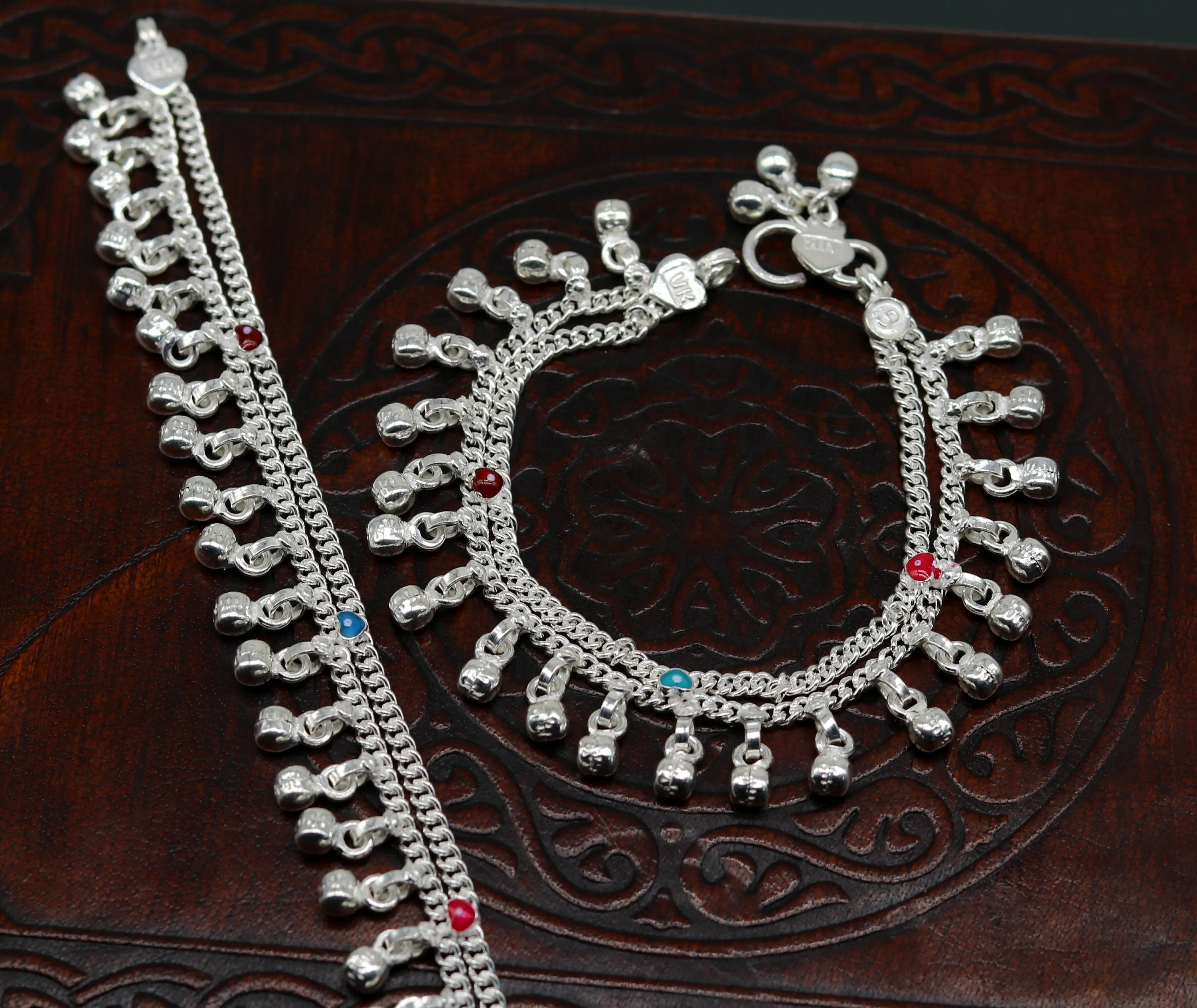 6" exclusive fancy stylish baby anklets bracelet, double chain jingling belly ankle bracelet, unisex gifting kids fashion jewelry ank263