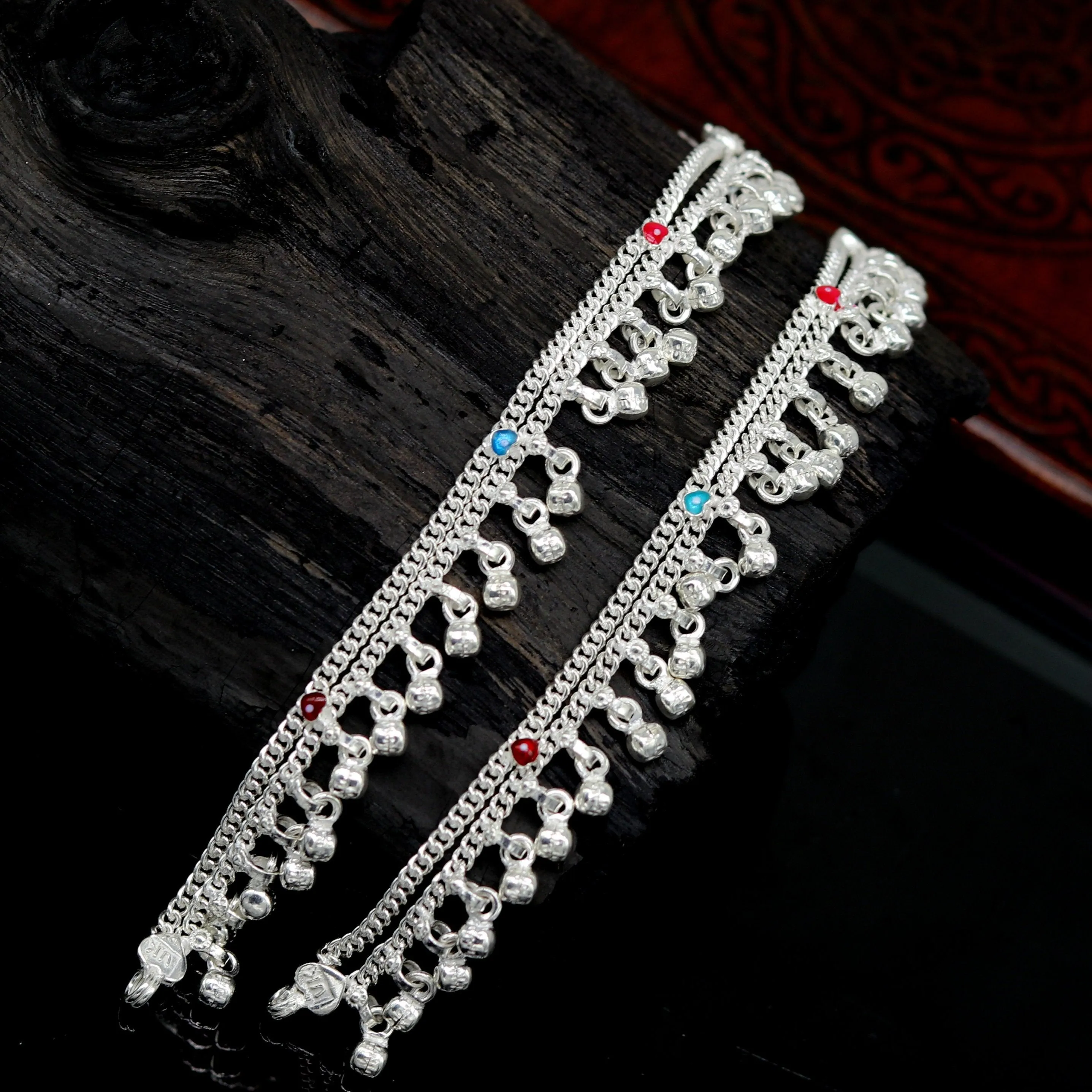 6" exclusive fancy stylish baby anklets bracelet, double chain jingling belly ankle bracelet, unisex gifting kids fashion jewelry ank263