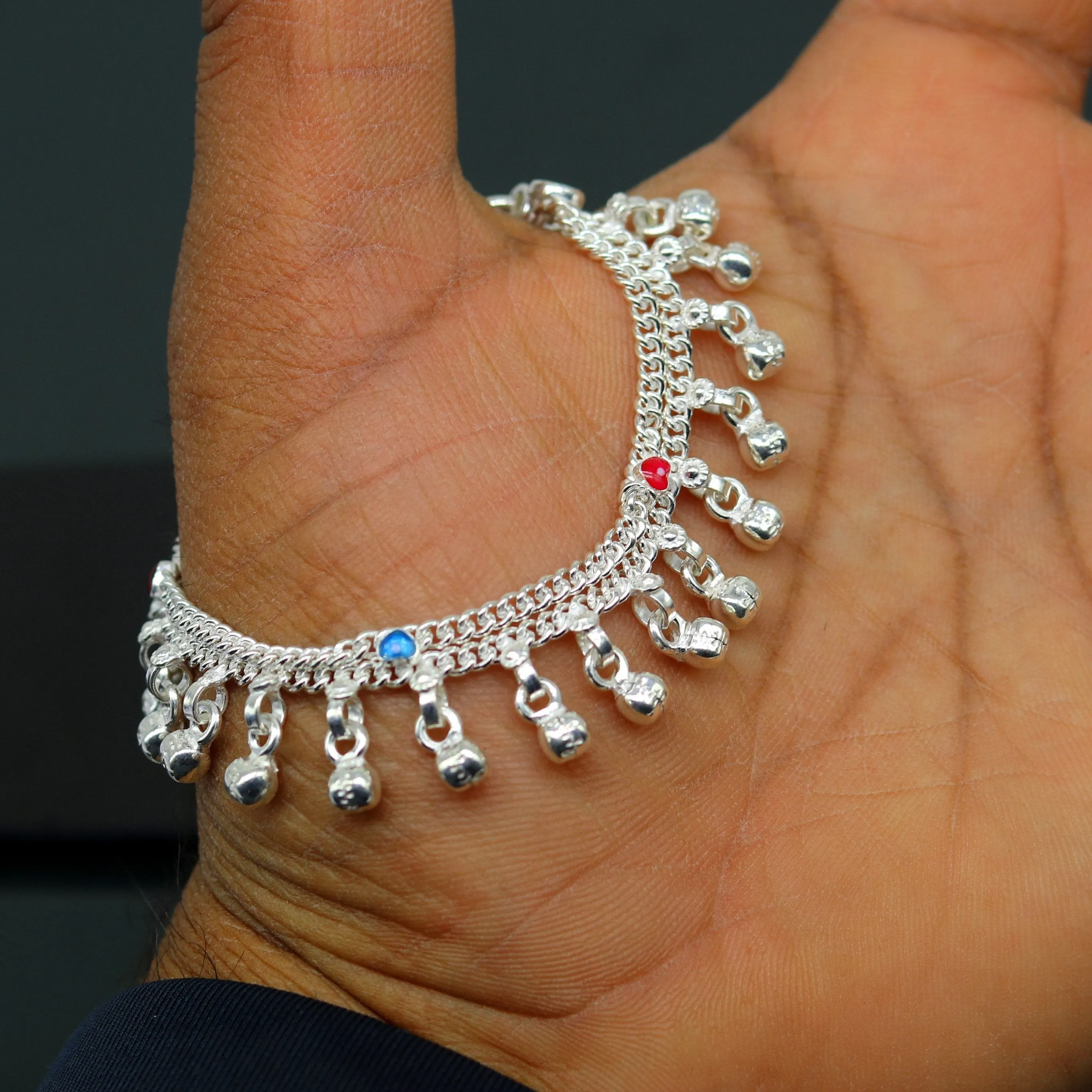6" exclusive fancy stylish baby anklets bracelet, double chain jingling belly ankle bracelet, unisex gifting kids fashion jewelry ank263