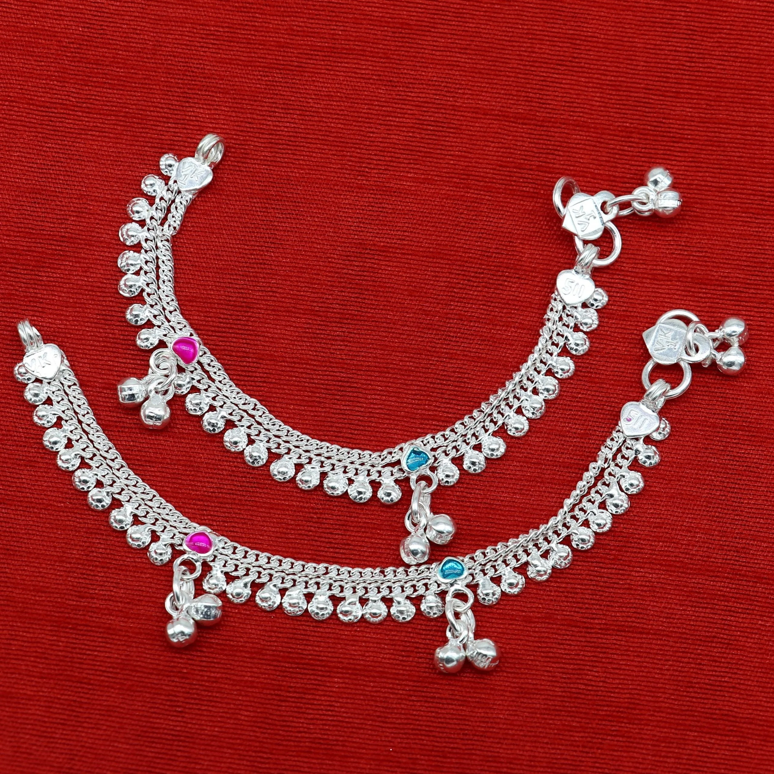 6" long Sterling silver customized baby anklets, gorgeous gift for new born baby anklets kids jewelry, trendy stylish ankle bracelet ank365