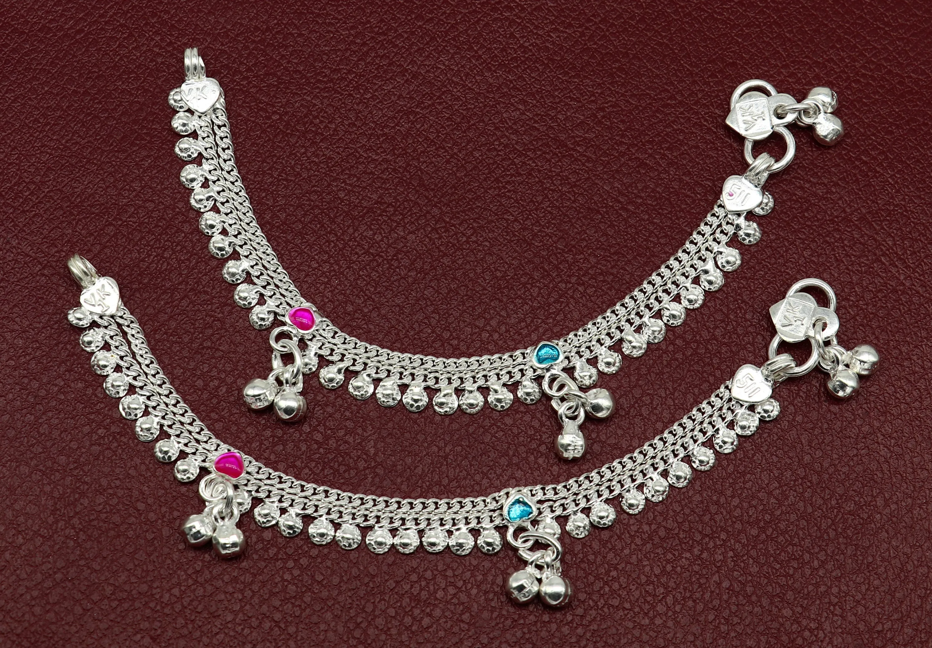 6" long Sterling silver customized baby anklets, gorgeous gift for new born baby anklets kids jewelry, trendy stylish ankle bracelet ank365