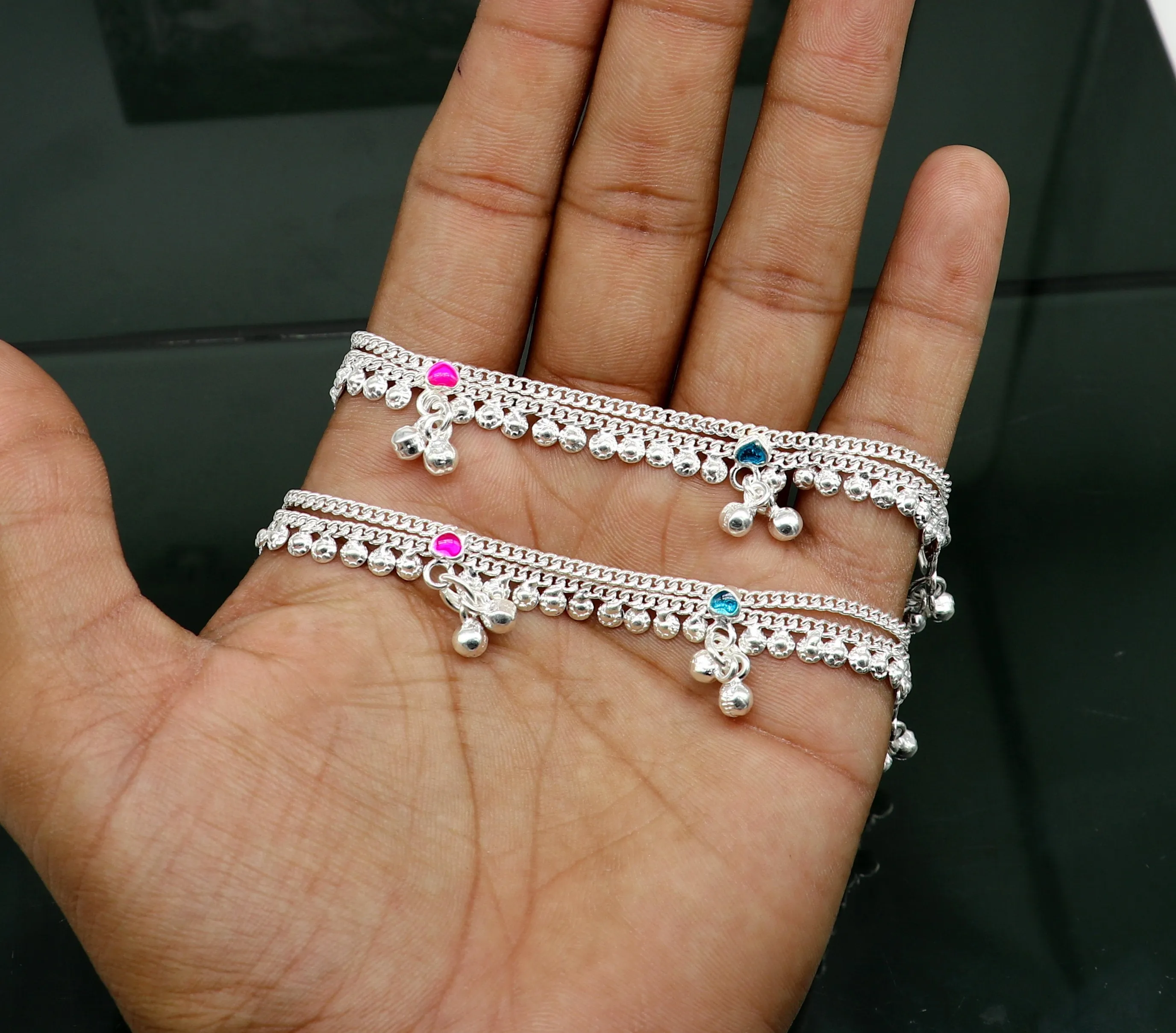 6" long Sterling silver customized baby anklets, gorgeous gift for new born baby anklets kids jewelry, trendy stylish ankle bracelet ank365