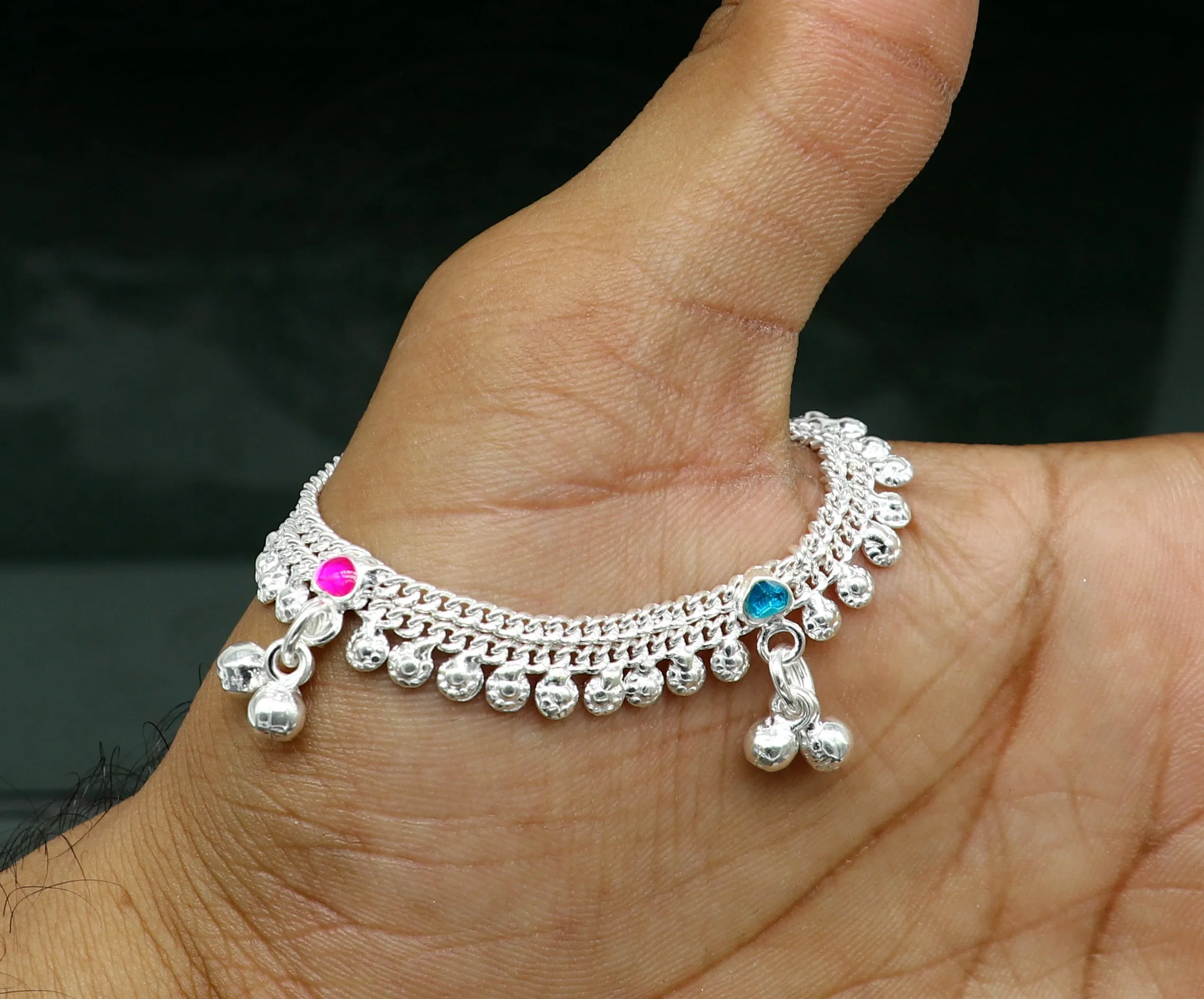 6" long Sterling silver customized baby anklets, gorgeous gift for new born baby anklets kids jewelry, trendy stylish ankle bracelet ank365