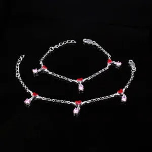 925 Silver Kids Heart Shape Anklets Bracelet 5.5"