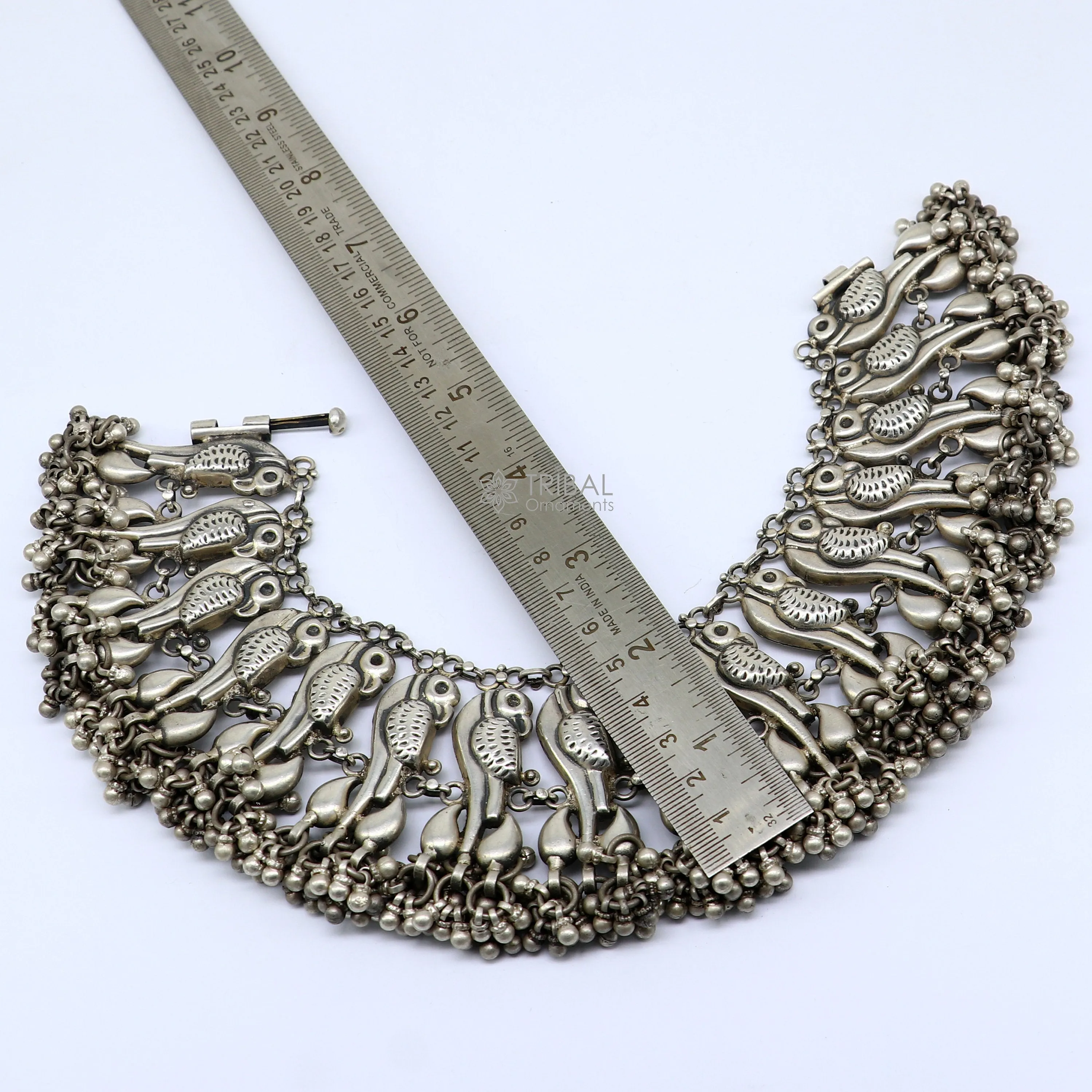 925 Sterling silver cultural stylish Vintage handmade peacock design belly dance anklets bracelet indian tribal ethnic jewelry ank540