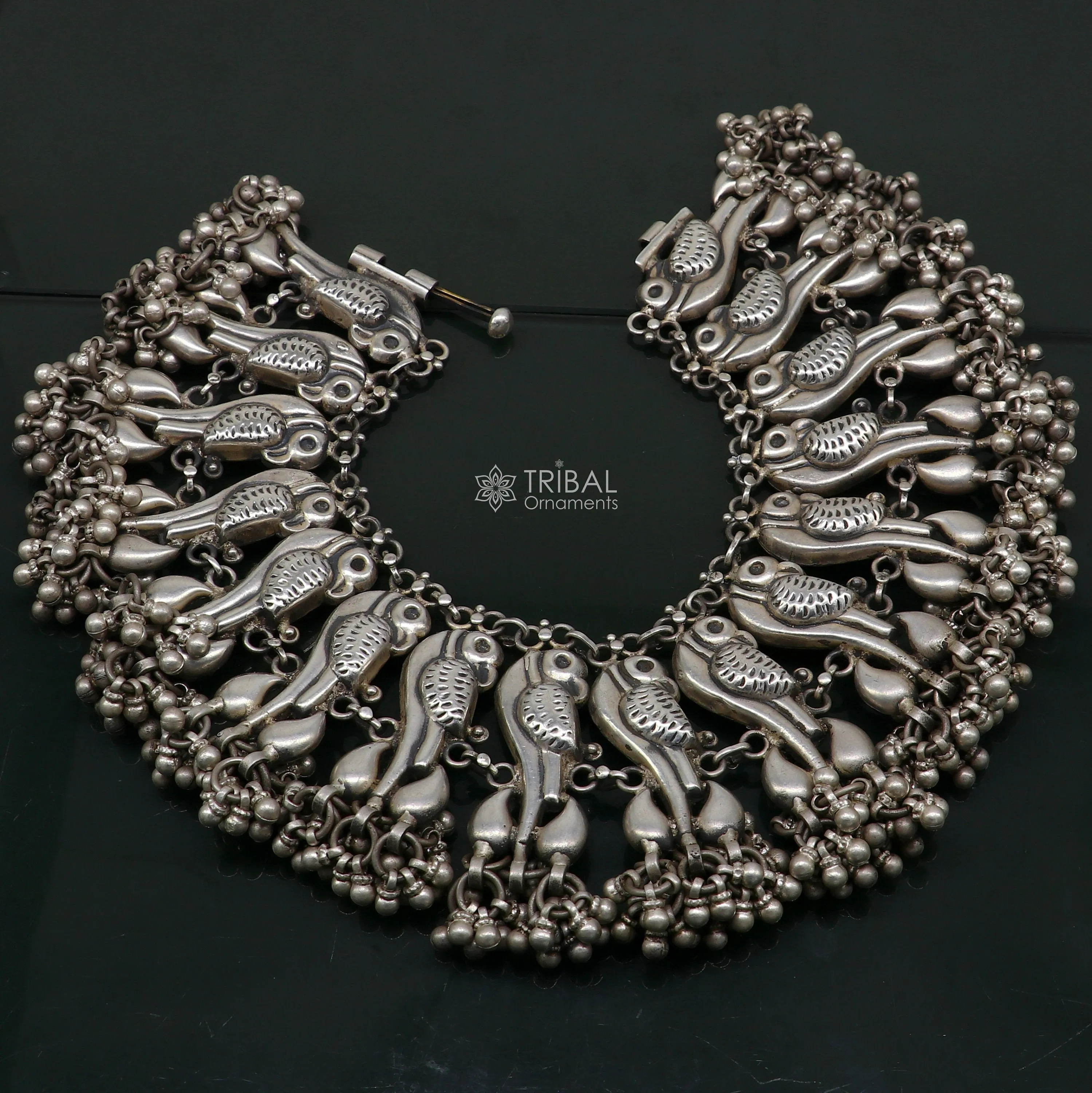 925 Sterling silver cultural stylish Vintage handmade peacock design belly dance anklets bracelet indian tribal ethnic jewelry ank540