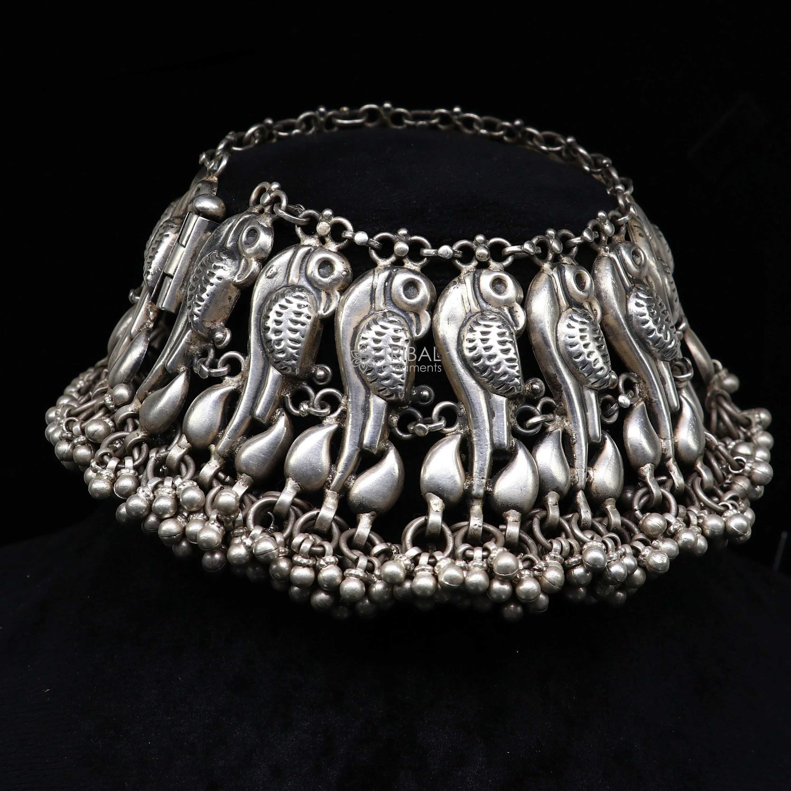 925 Sterling silver cultural stylish Vintage handmade peacock design belly dance anklets bracelet indian tribal ethnic jewelry ank540