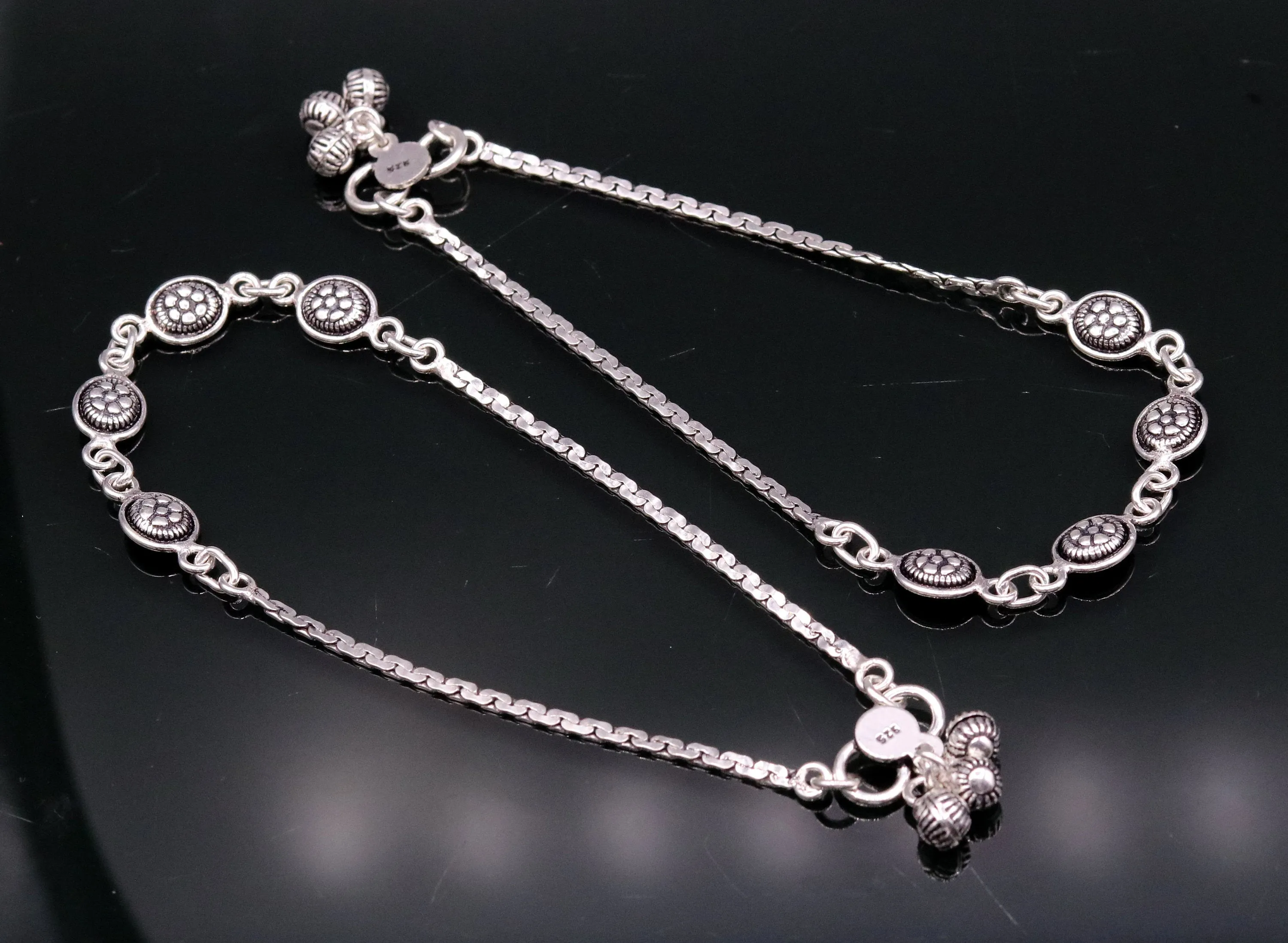 925 sterling silver fabulous ankle bracelet, flower design trendy silver anklets, charm ankle bracelet, feet bracelet stylish gift ank81