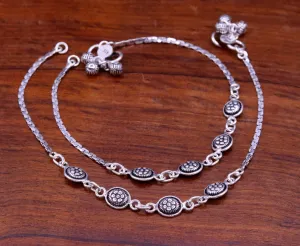 925 sterling silver fabulous ankle bracelet, flower design trendy silver anklets, charm ankle bracelet, feet bracelet stylish gift ank81
