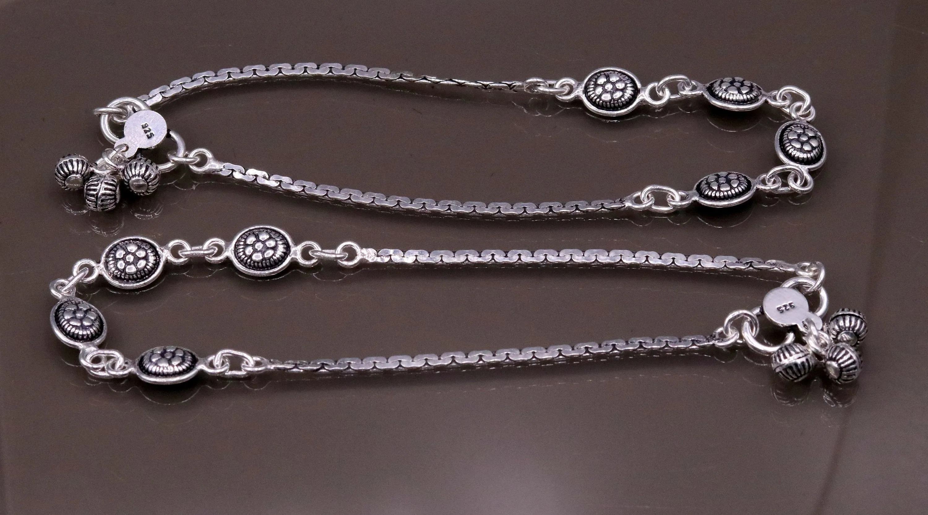 925 sterling silver fabulous ankle bracelet, flower design trendy silver anklets, charm ankle bracelet, feet bracelet stylish gift her ank95