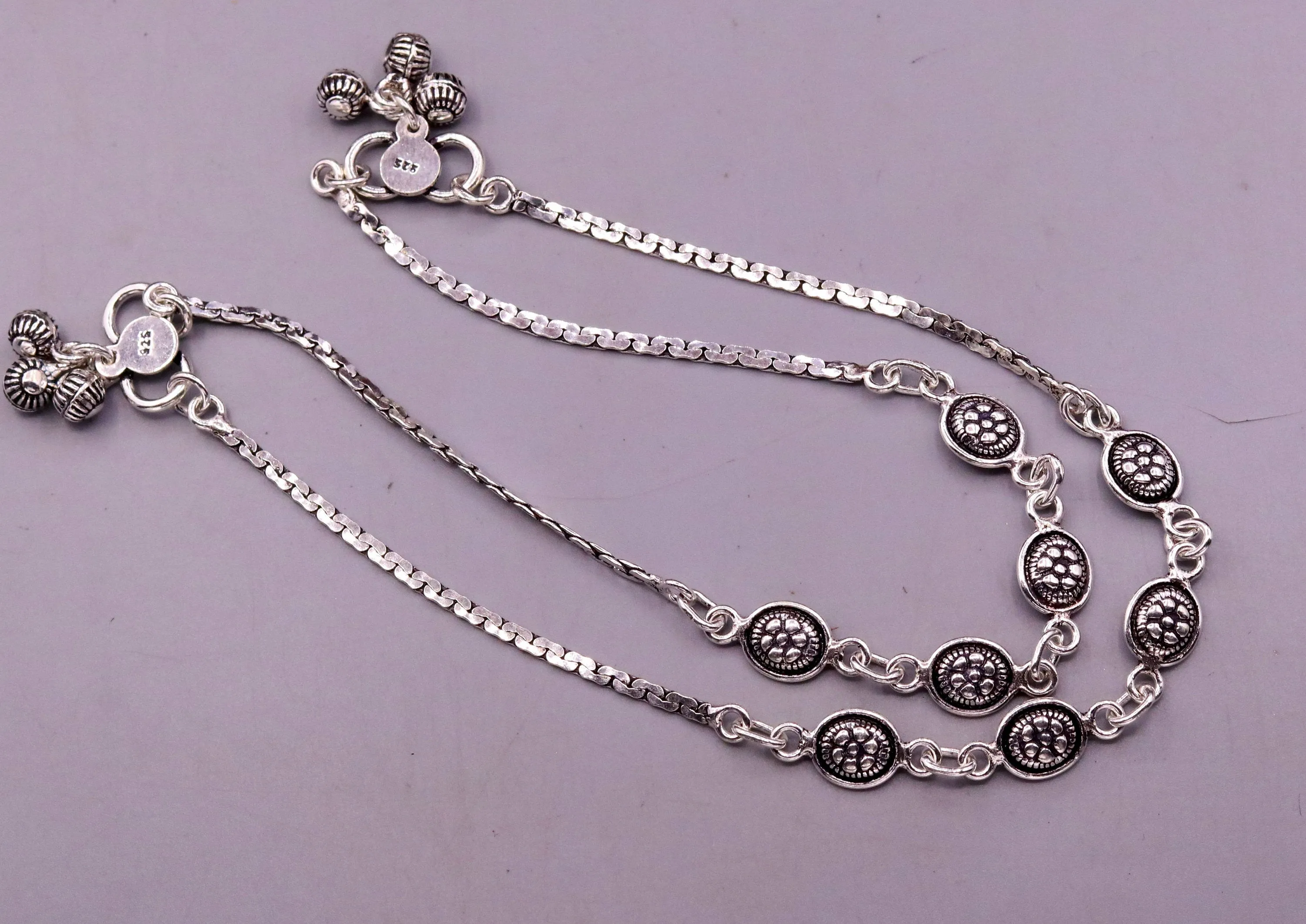 925 sterling silver fabulous ankle bracelet, flower design trendy silver anklets, charm ankle bracelet, feet bracelet stylish gift her ank95