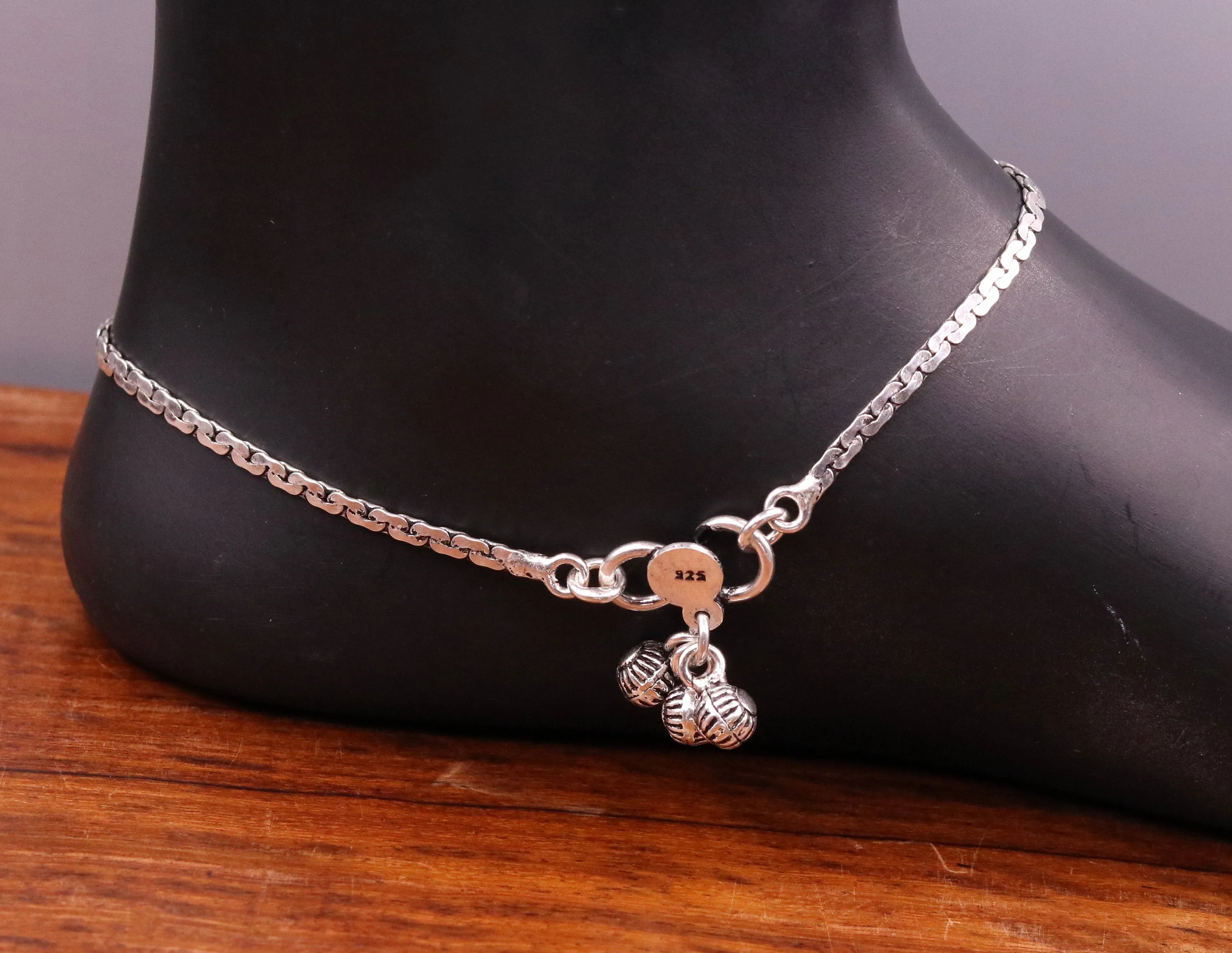 925 sterling silver fabulous ankle bracelet, flower design trendy silver anklets, charm ankle bracelet, feet bracelet stylish gift her ank95