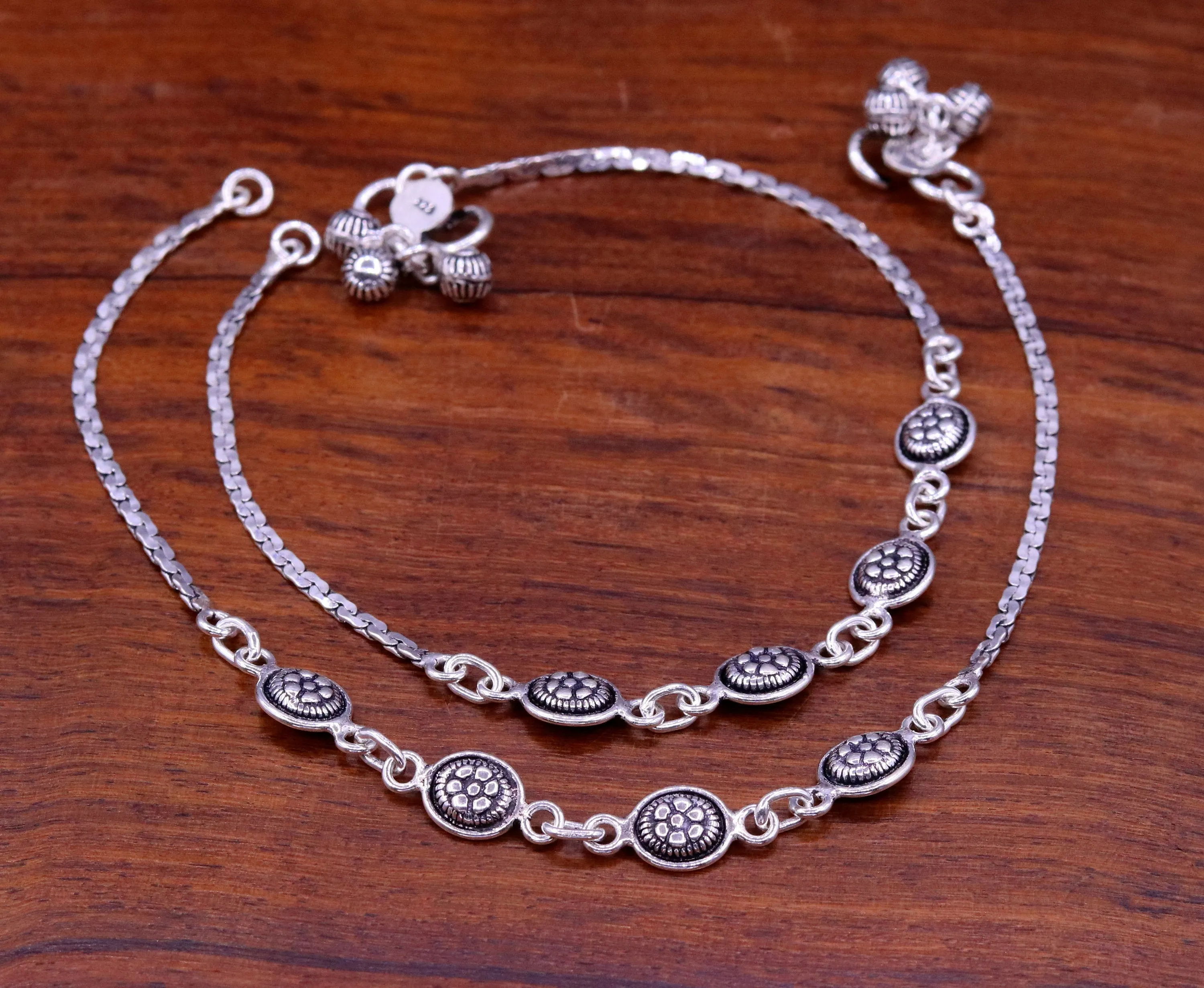 925 sterling silver fabulous ankle bracelet, flower design trendy silver anklets, charm ankle bracelet, feet bracelet stylish gift her ank95