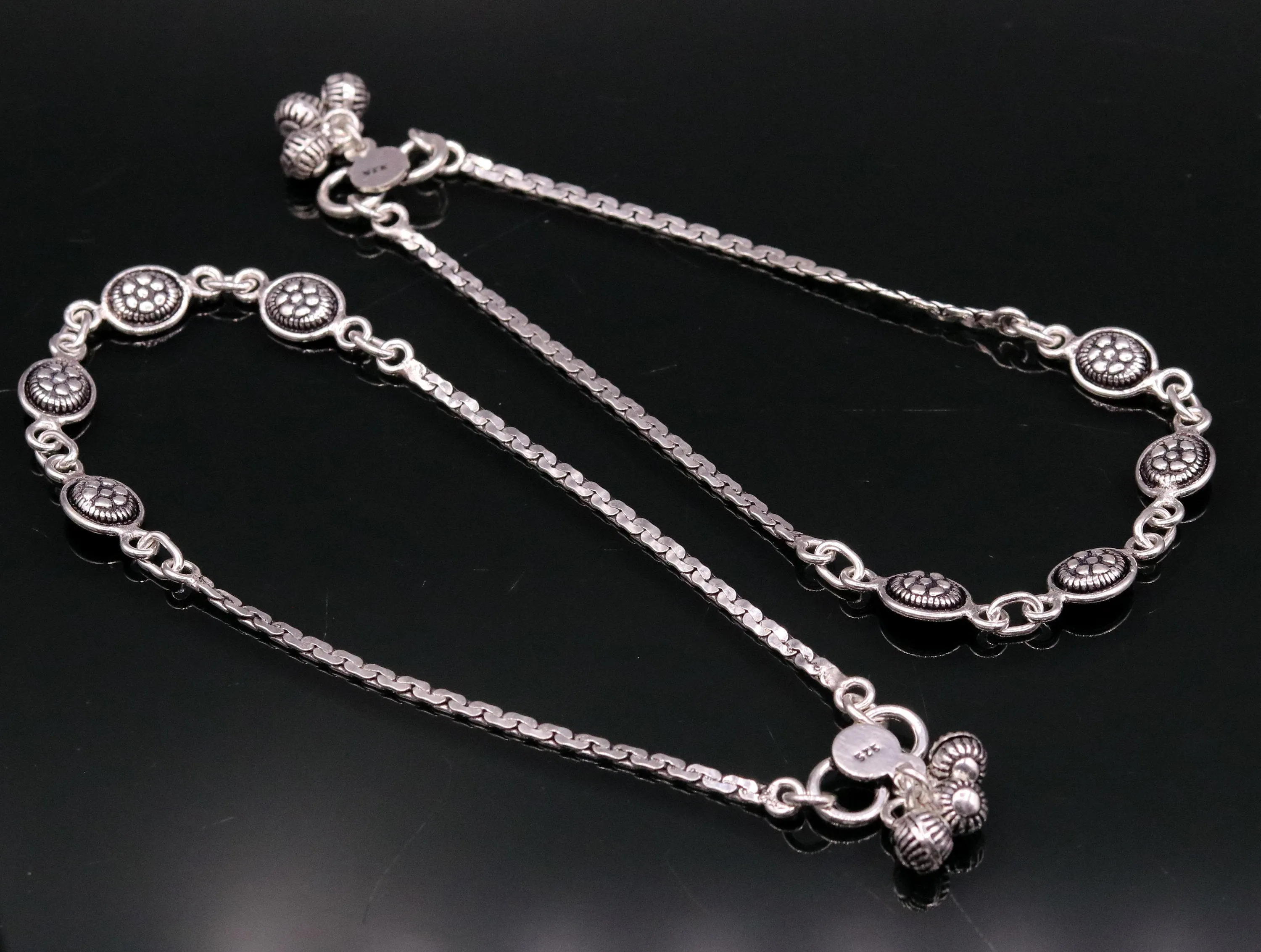 925 sterling silver fabulous ankle bracelet, flower design trendy silver anklets, charm ankle bracelet, feet bracelet stylish gift her ank95