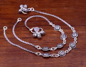 925 sterling silver fabulous ankle bracelet, flower design trendy silver anklets, charm ankle bracelet, feet bracelet stylish gift her ank95