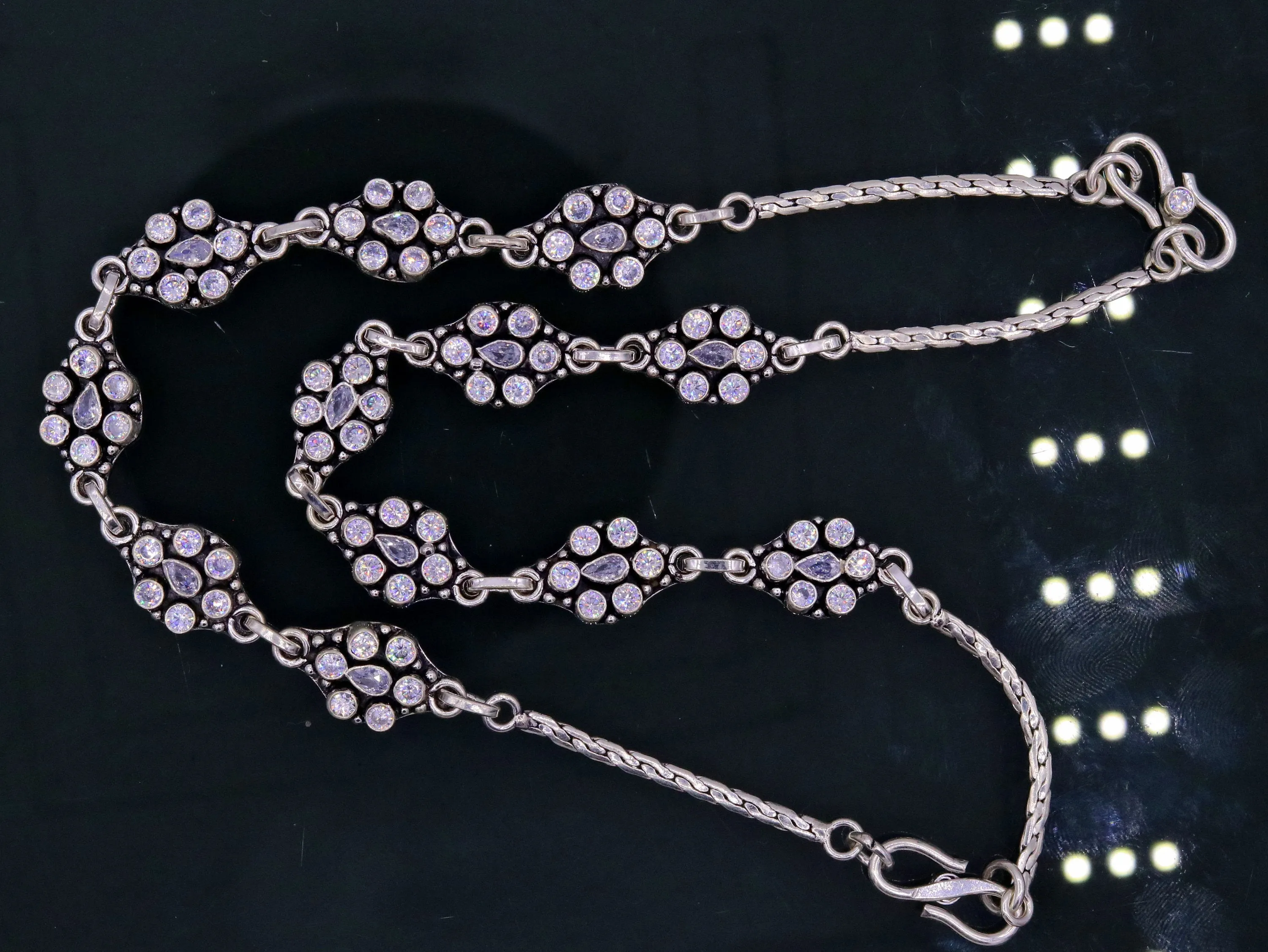925 sterling silver flower stylish designer cut stone anklets, ankle bracelet, solid customized brides gifting belly dance jewelry ank43