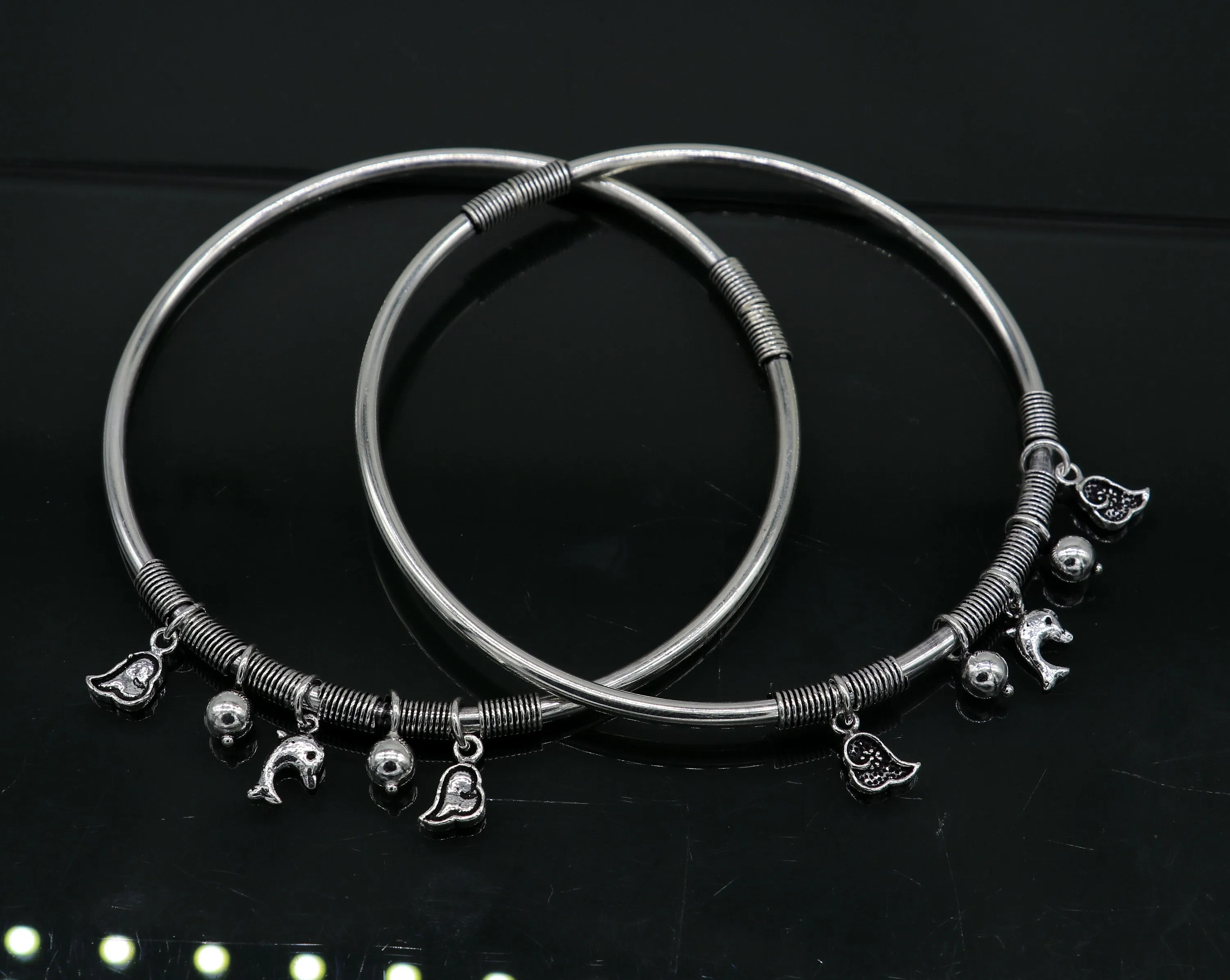 925 sterling silver handmade Customized design charm foot kada bracelet, excellent tribal ankle kada tribal belly dance jewelry nsfk27