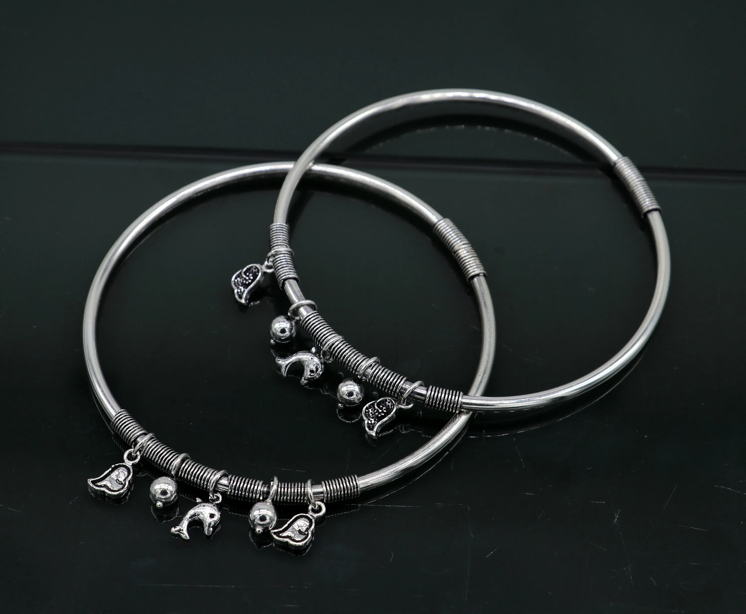 925 sterling silver handmade Customized design charm foot kada bracelet, excellent tribal ankle kada tribal belly dance jewelry nsfk27