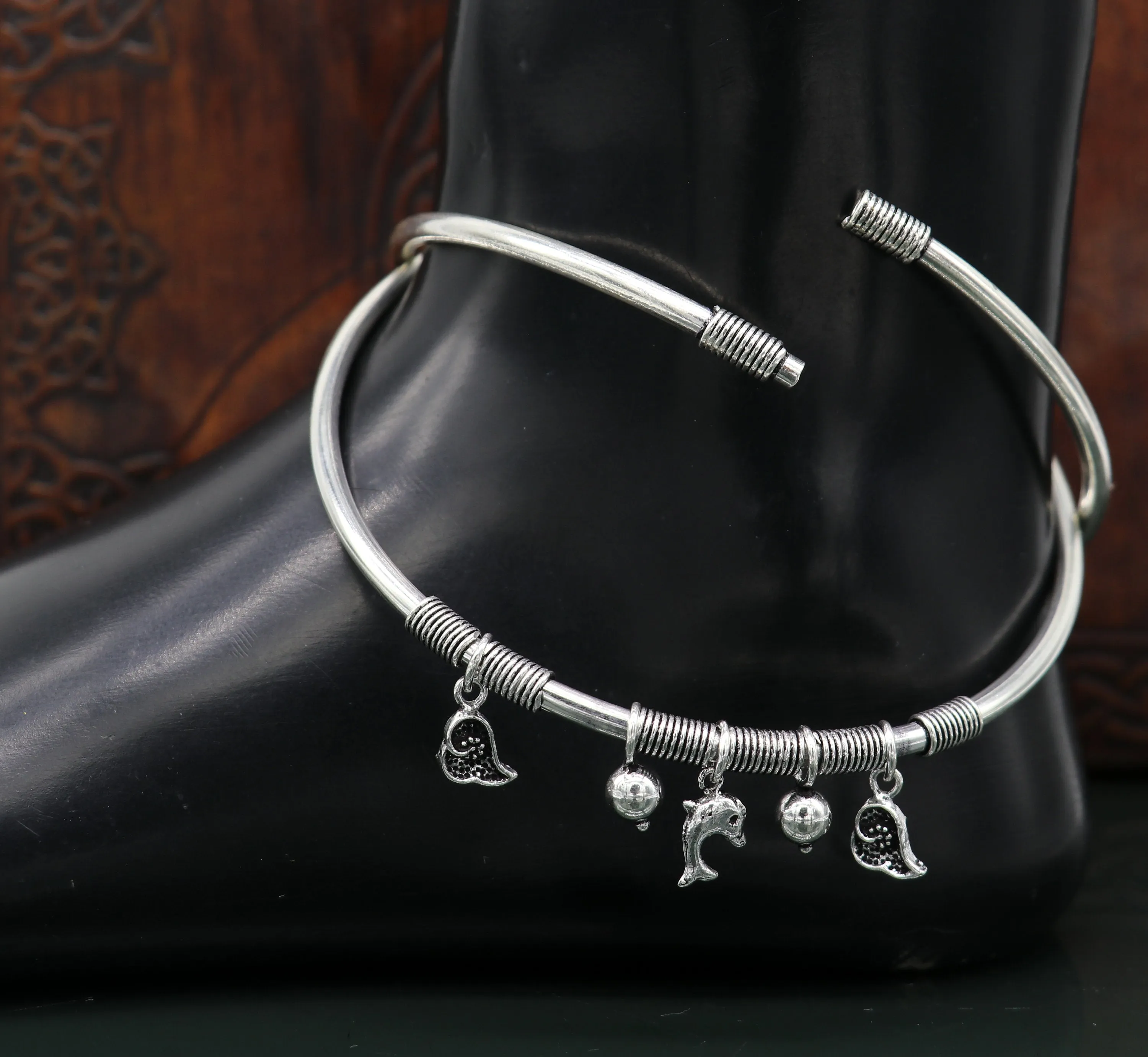 925 sterling silver handmade Customized design charm foot kada bracelet, excellent tribal ankle kada tribal belly dance jewelry nsfk27