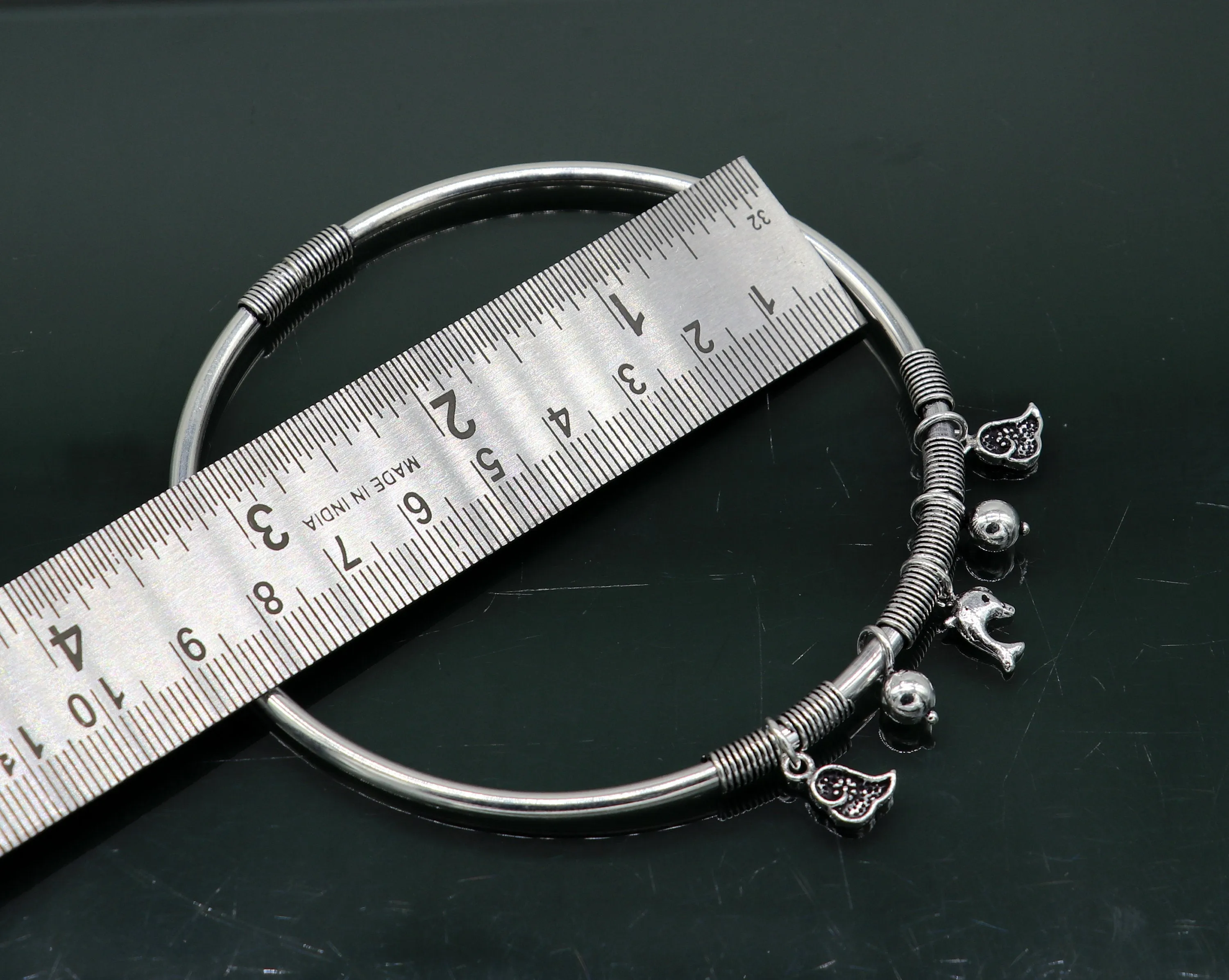925 sterling silver handmade Customized design charm foot kada bracelet, excellent tribal ankle kada tribal belly dance jewelry nsfk27