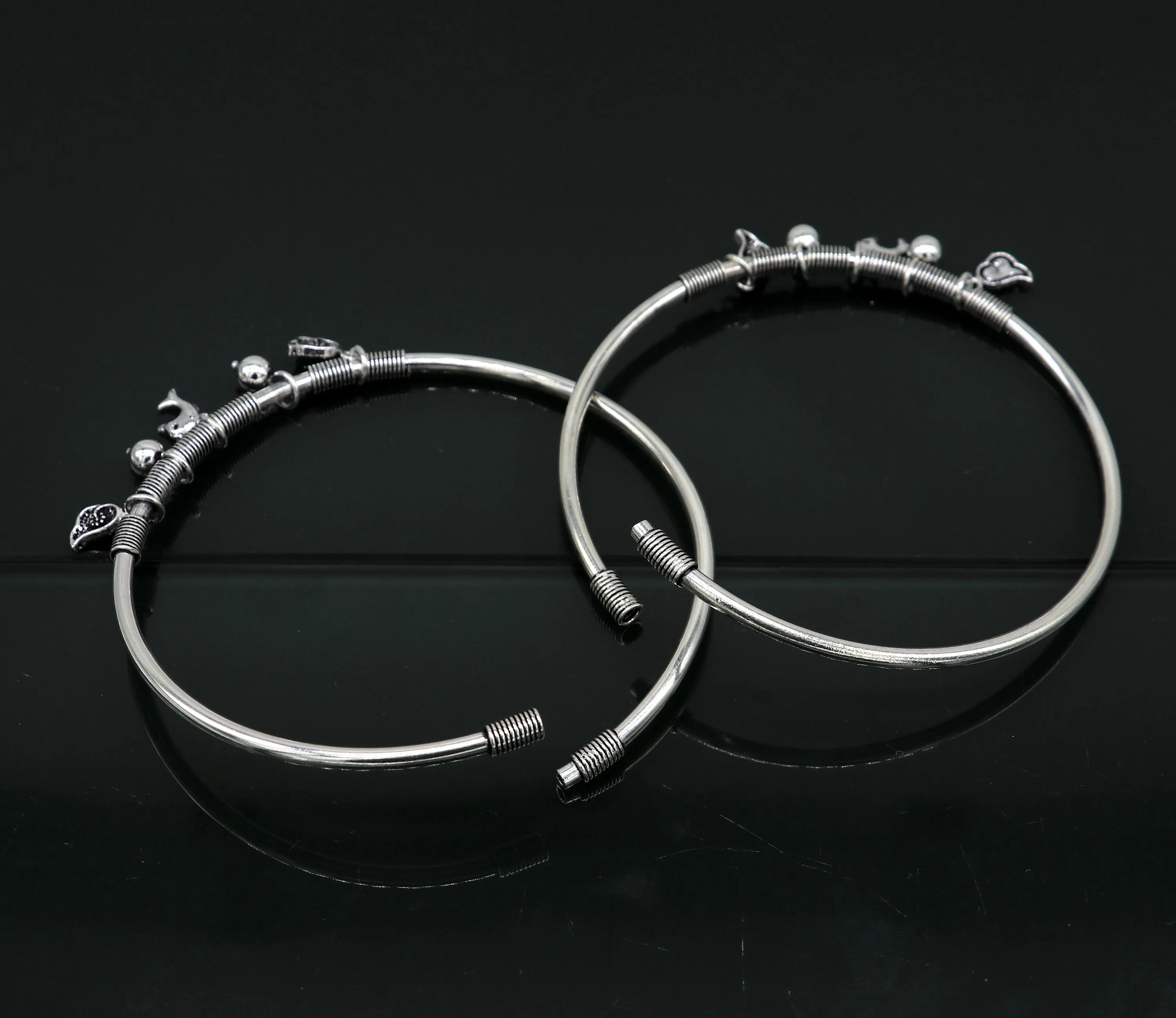 925 sterling silver handmade Customized design charm foot kada bracelet, excellent tribal ankle kada tribal belly dance jewelry nsfk27