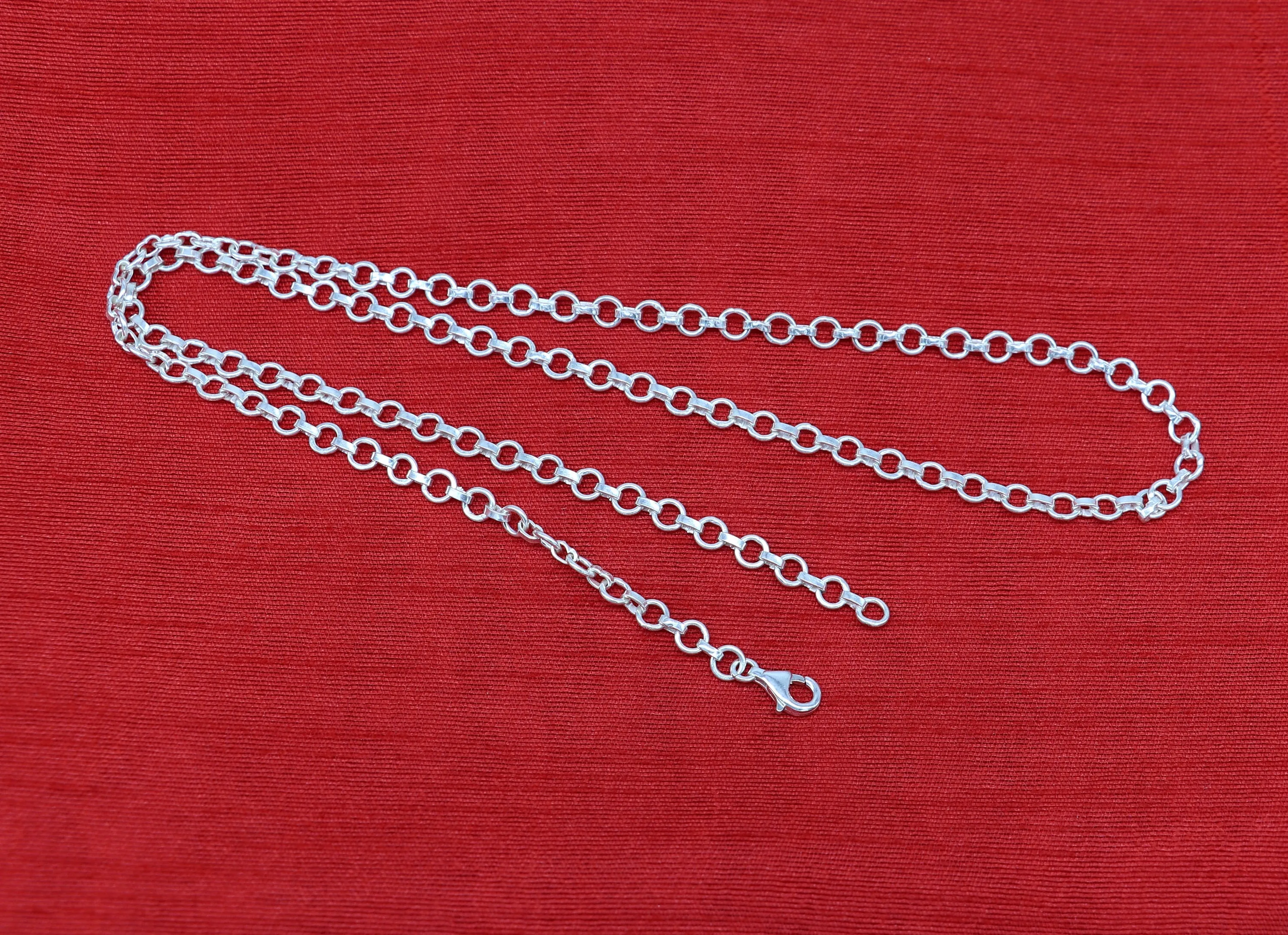 925 sterling silver handmade link rolo chain necklace or belly chain or bracelet or anklets all in one chain stylish fancy jewelry ch107