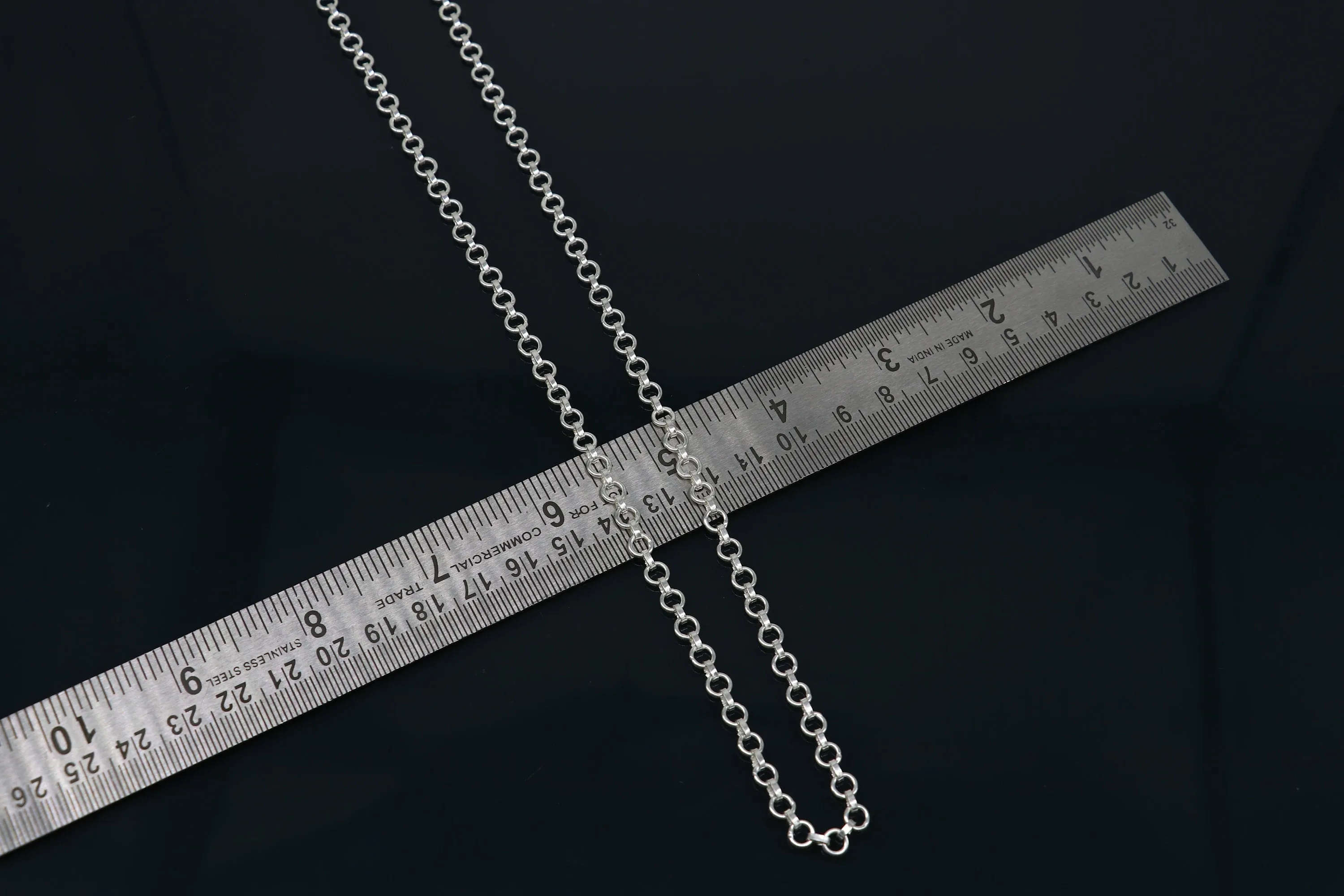 925 sterling silver handmade link rolo chain necklace or belly chain or bracelet or anklets all in one chain stylish fancy jewelry ch107