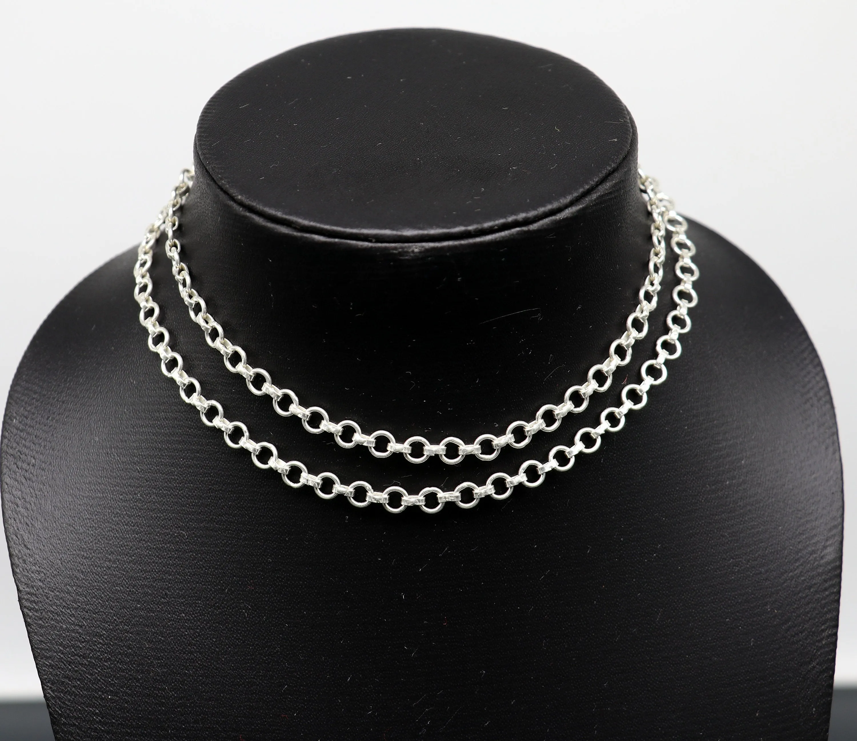 925 sterling silver handmade link rolo chain necklace or belly chain or bracelet or anklets all in one chain stylish fancy jewelry ch107