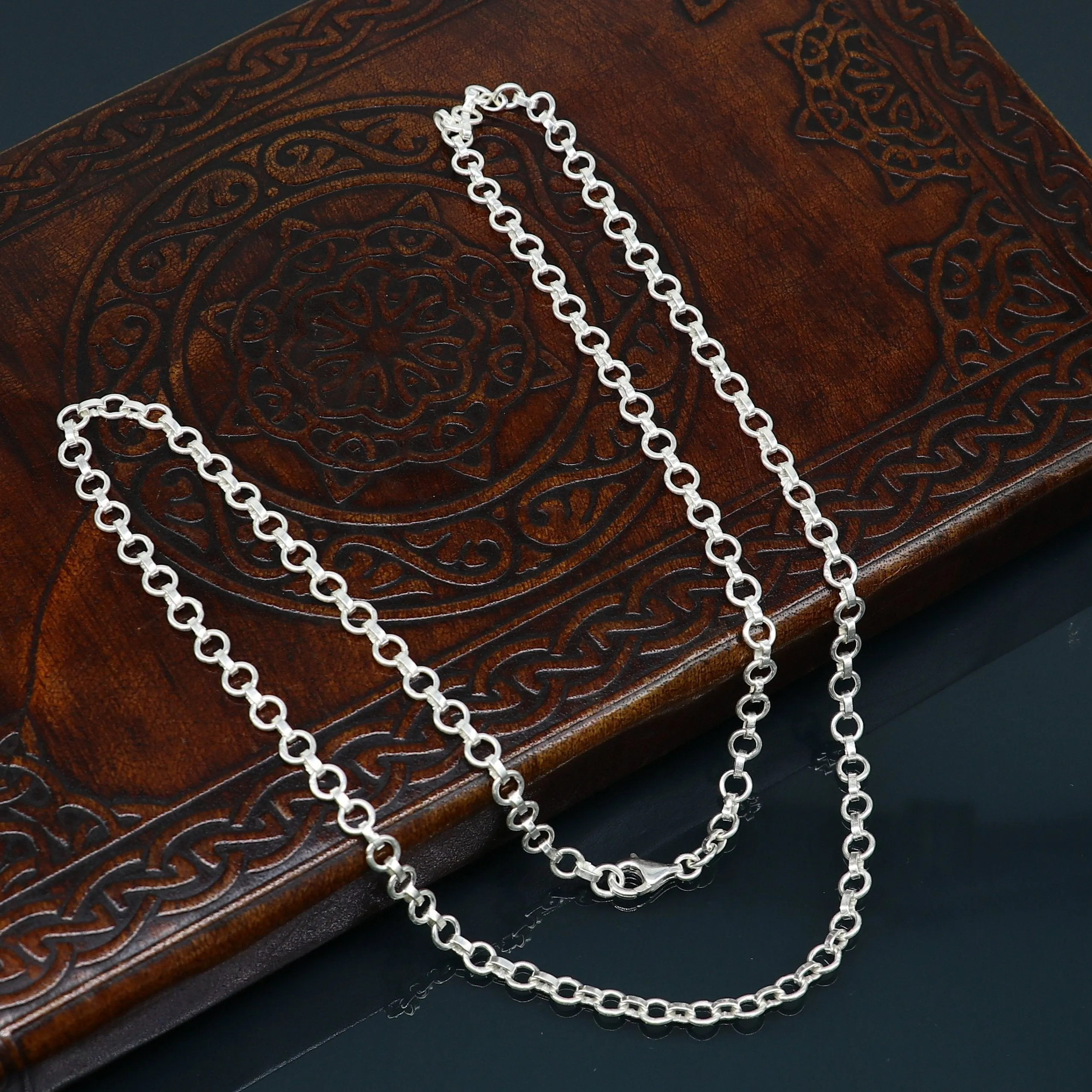 925 sterling silver handmade link rolo chain necklace or belly chain or bracelet or anklets all in one chain stylish fancy jewelry ch107