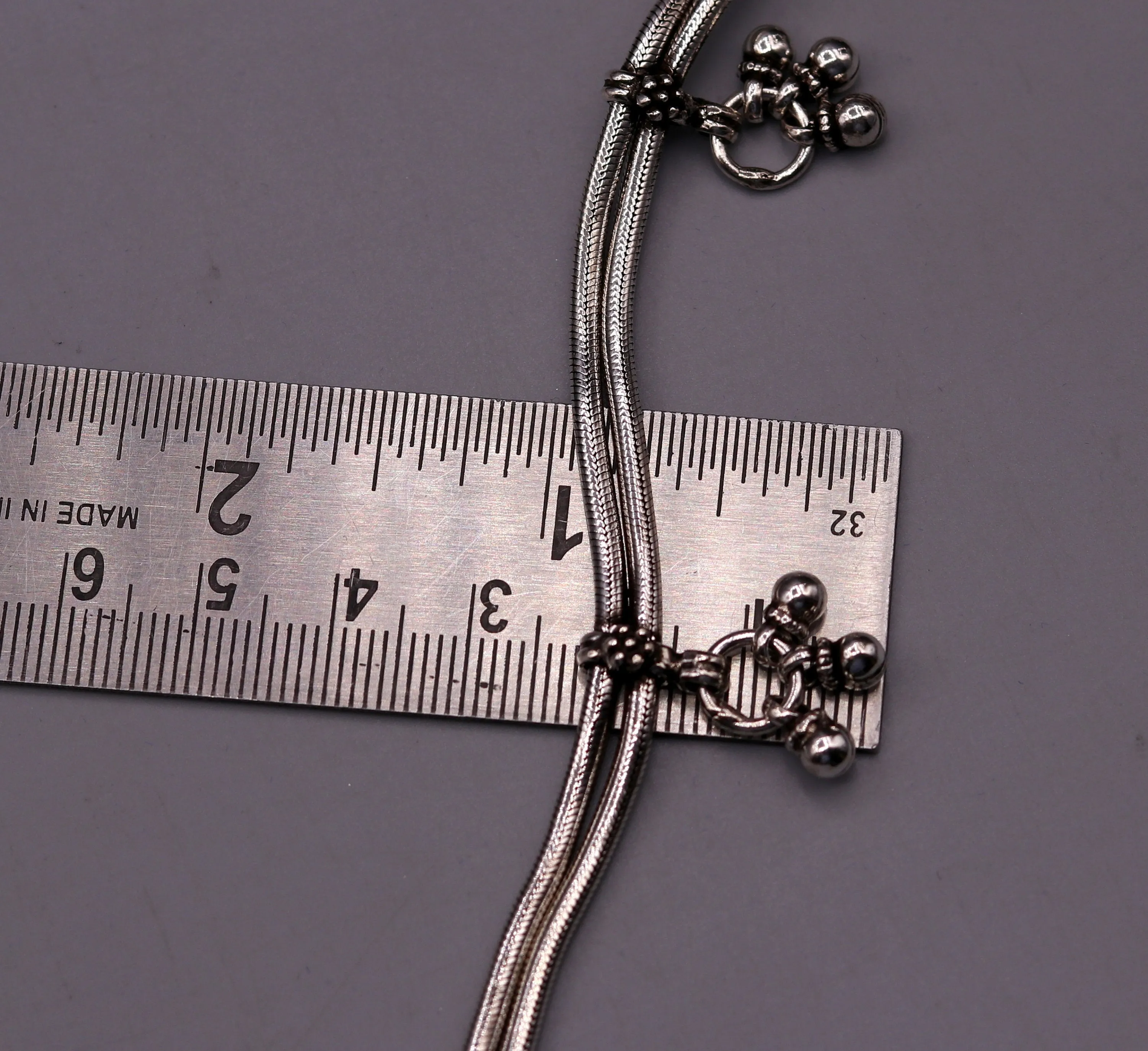 925 Sterling silver handmade vintage antique design stylish anklet foot bracelet with hanging bells tribal belly dance jewelry ank28