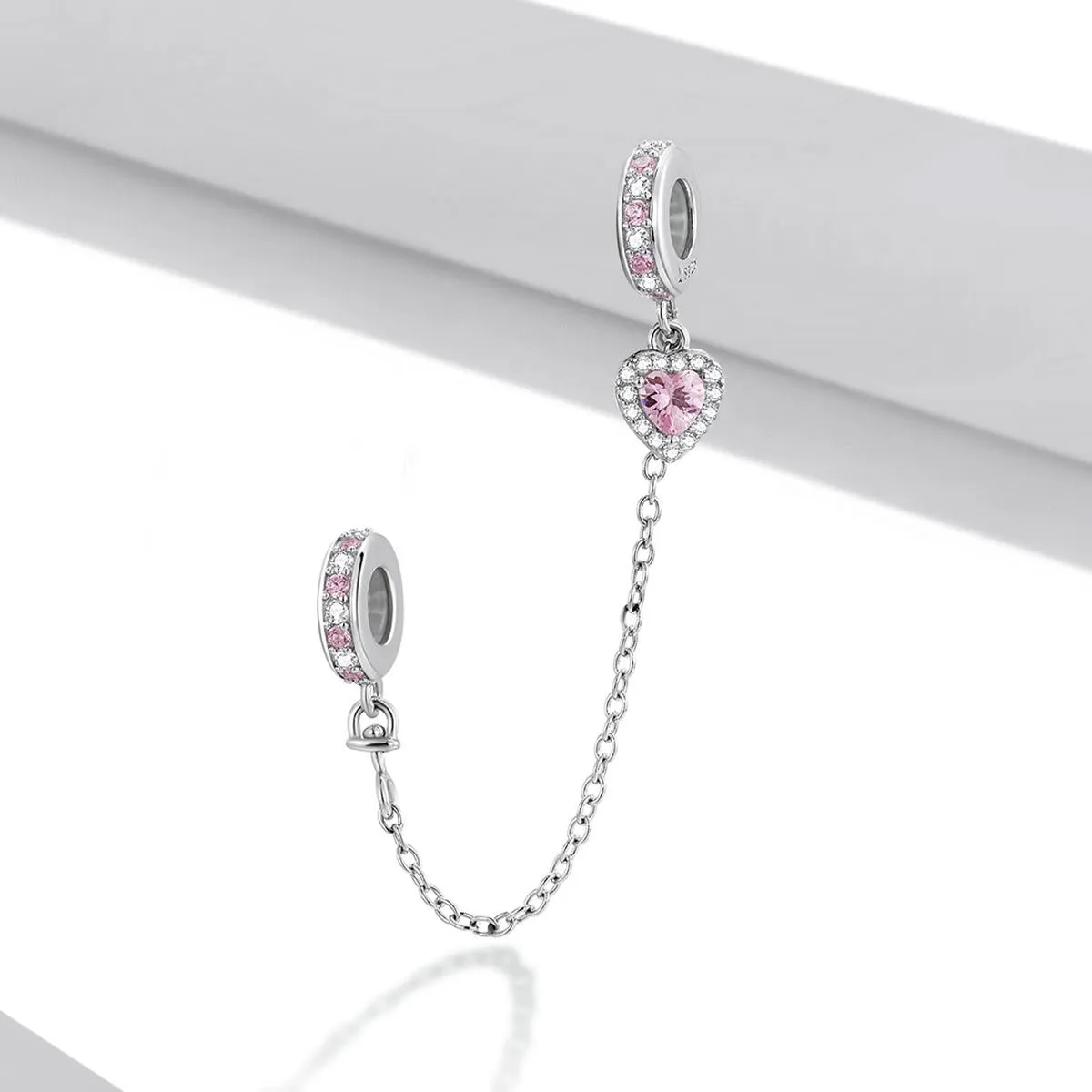 925 Sterling Silver Heart Zircon Safety Chain For Diy Bracelets & Necklaces