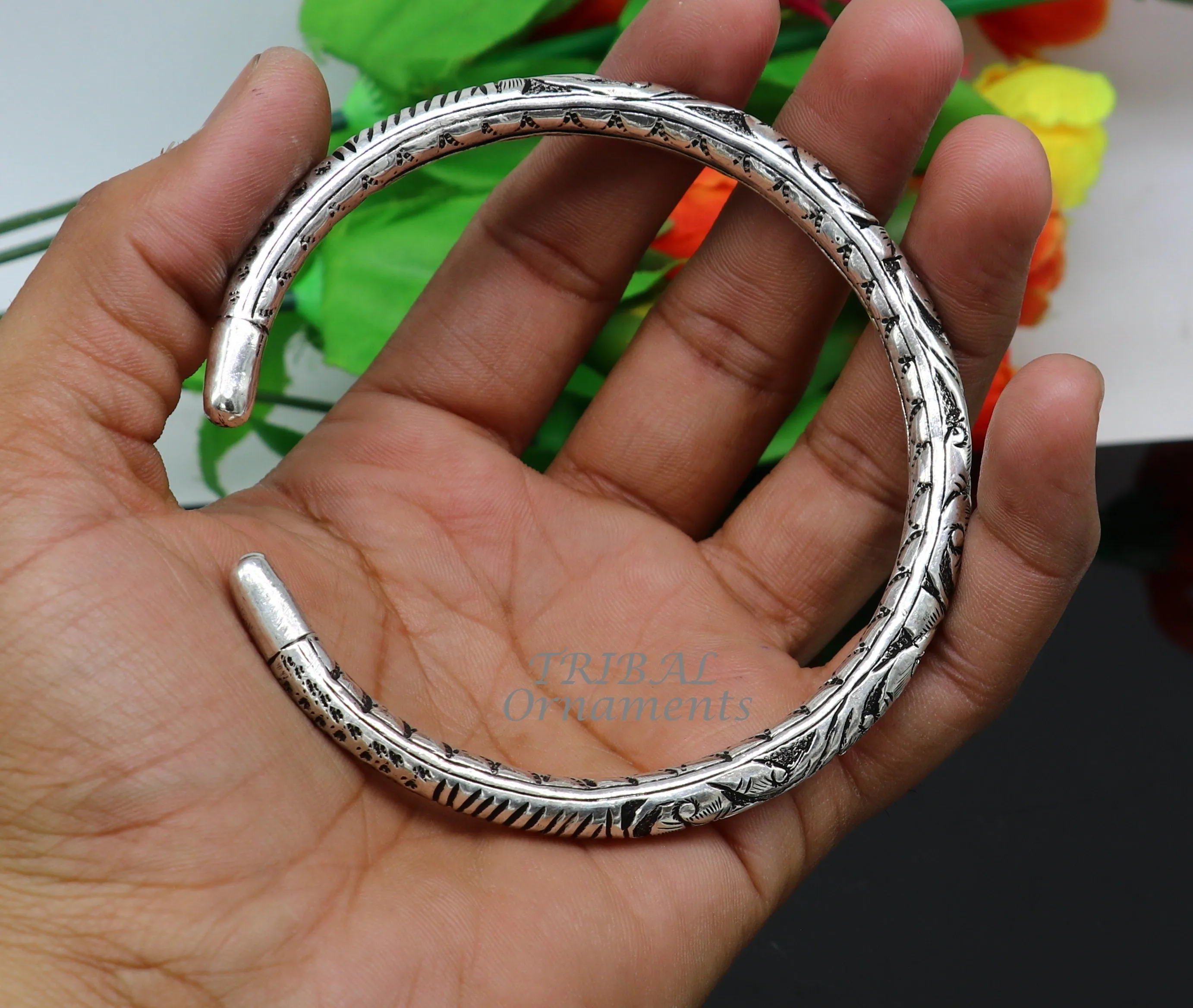 925 sterling silver Vintage antique design handmade gorgeous oxidized foot kada ankle bracelet tribal ethnic silver jewelry nsfk71
