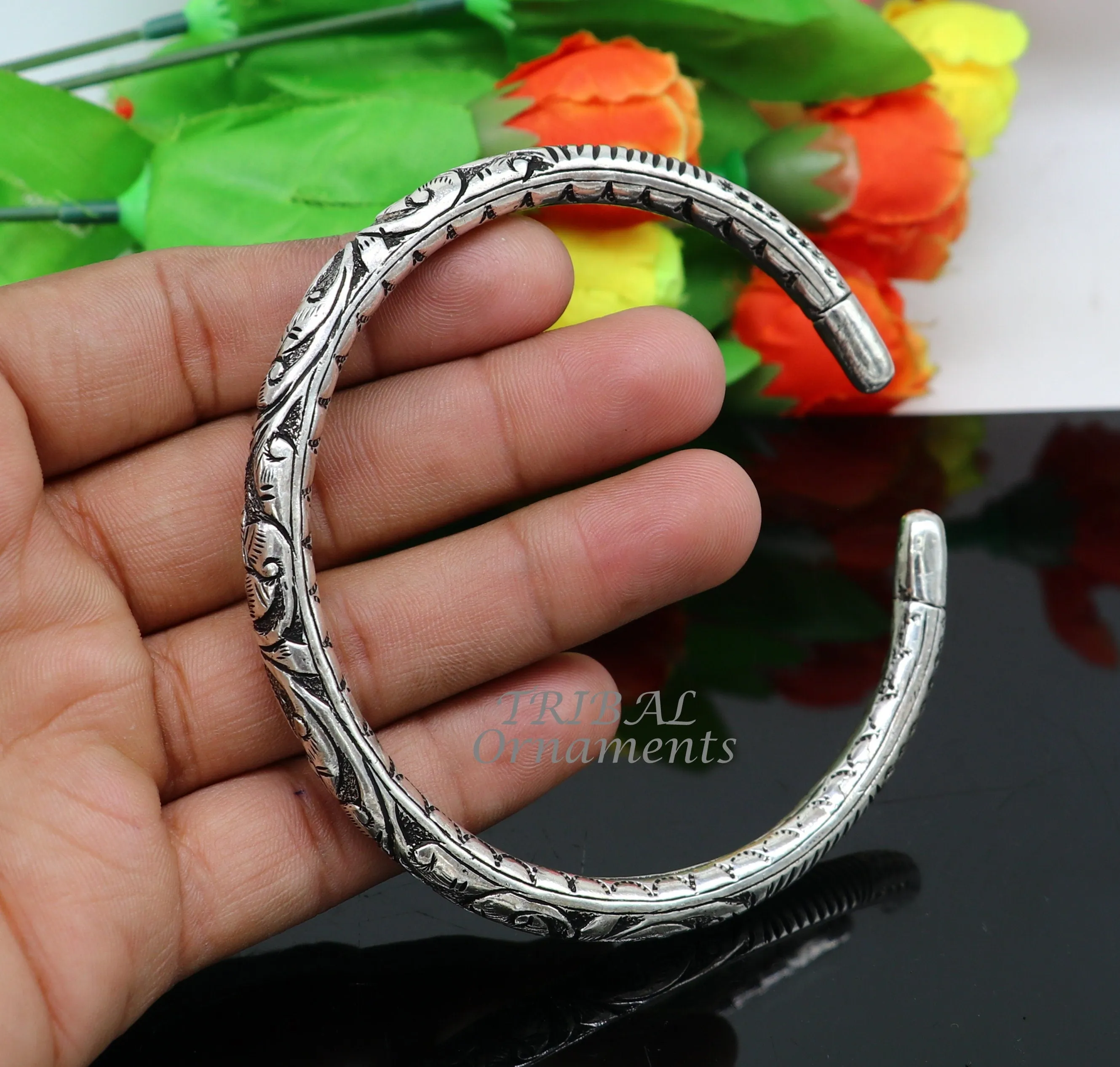 925 sterling silver Vintage antique design handmade gorgeous oxidized foot kada ankle bracelet tribal ethnic silver jewelry nsfk71